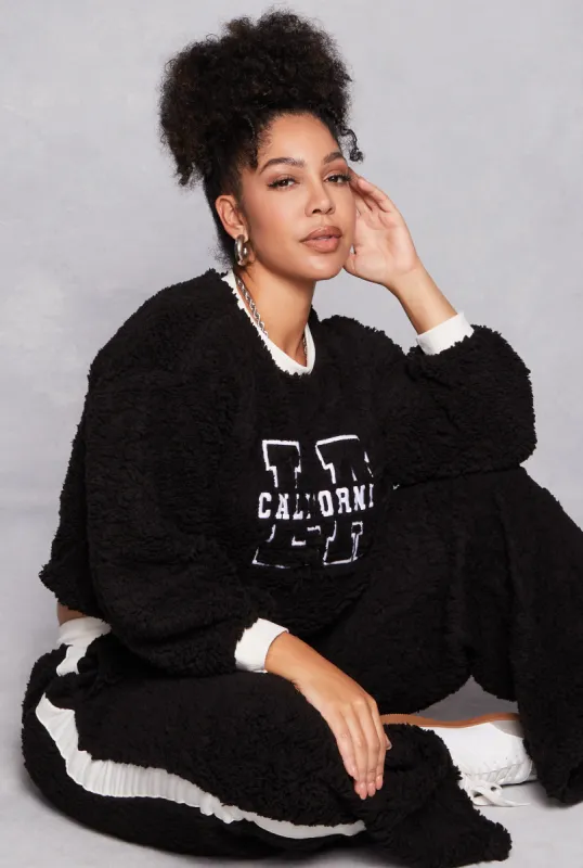 Plus Size Almost Famous LA California Sherpa Sweatshirt sold by Rainbow