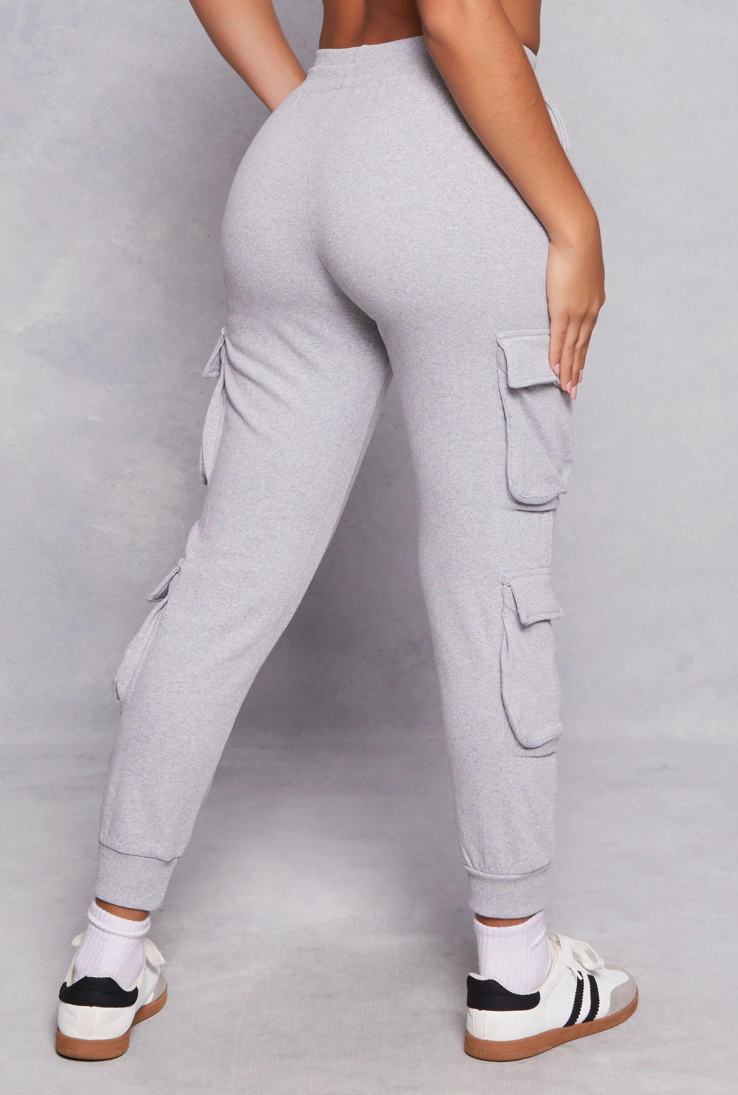 Fleece High Waist Drawstring Cargo Joggers sold by Rainbow product image thumbnail 3