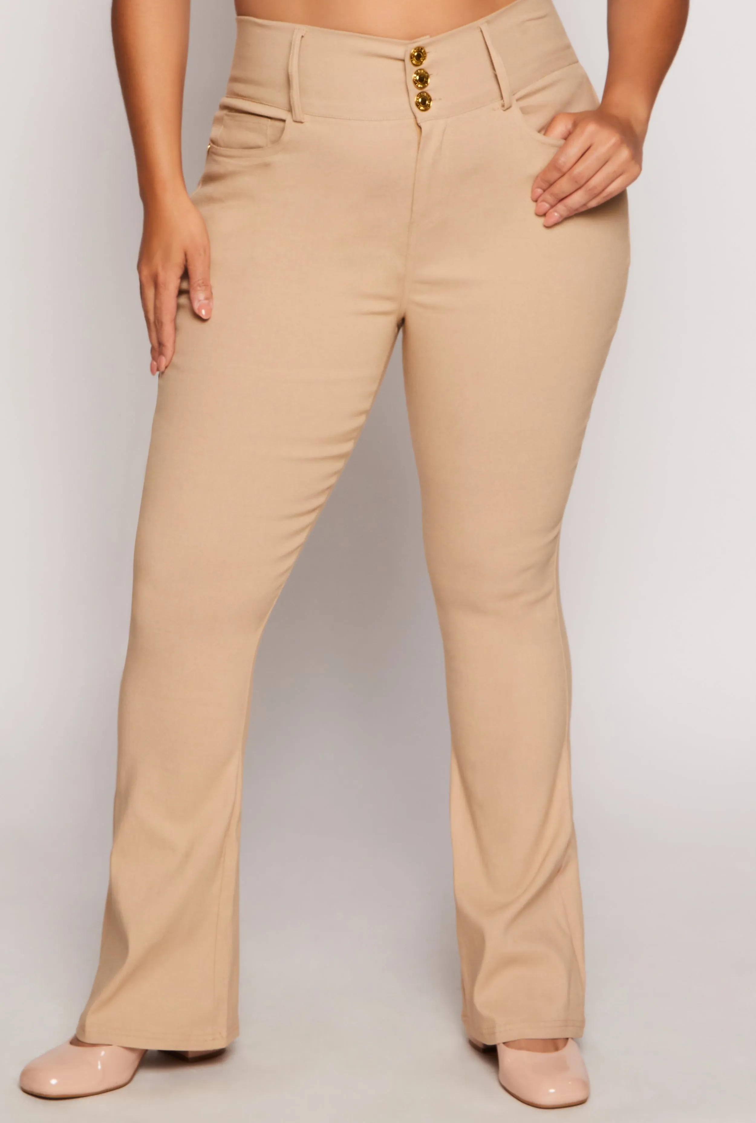 Plus Size Triple Button Boot Cut Pants sold by Rainbow product image thumbnail 2