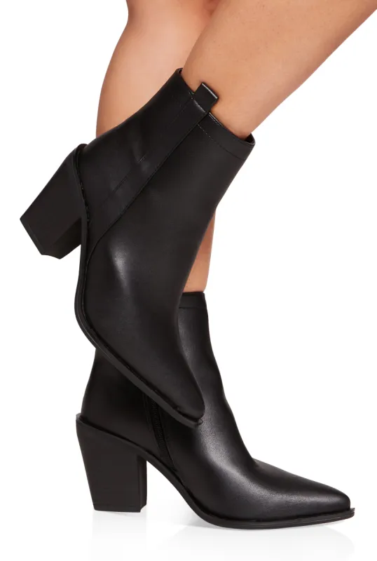 Pointed Toe Cowboy Booties sold by Rainbow