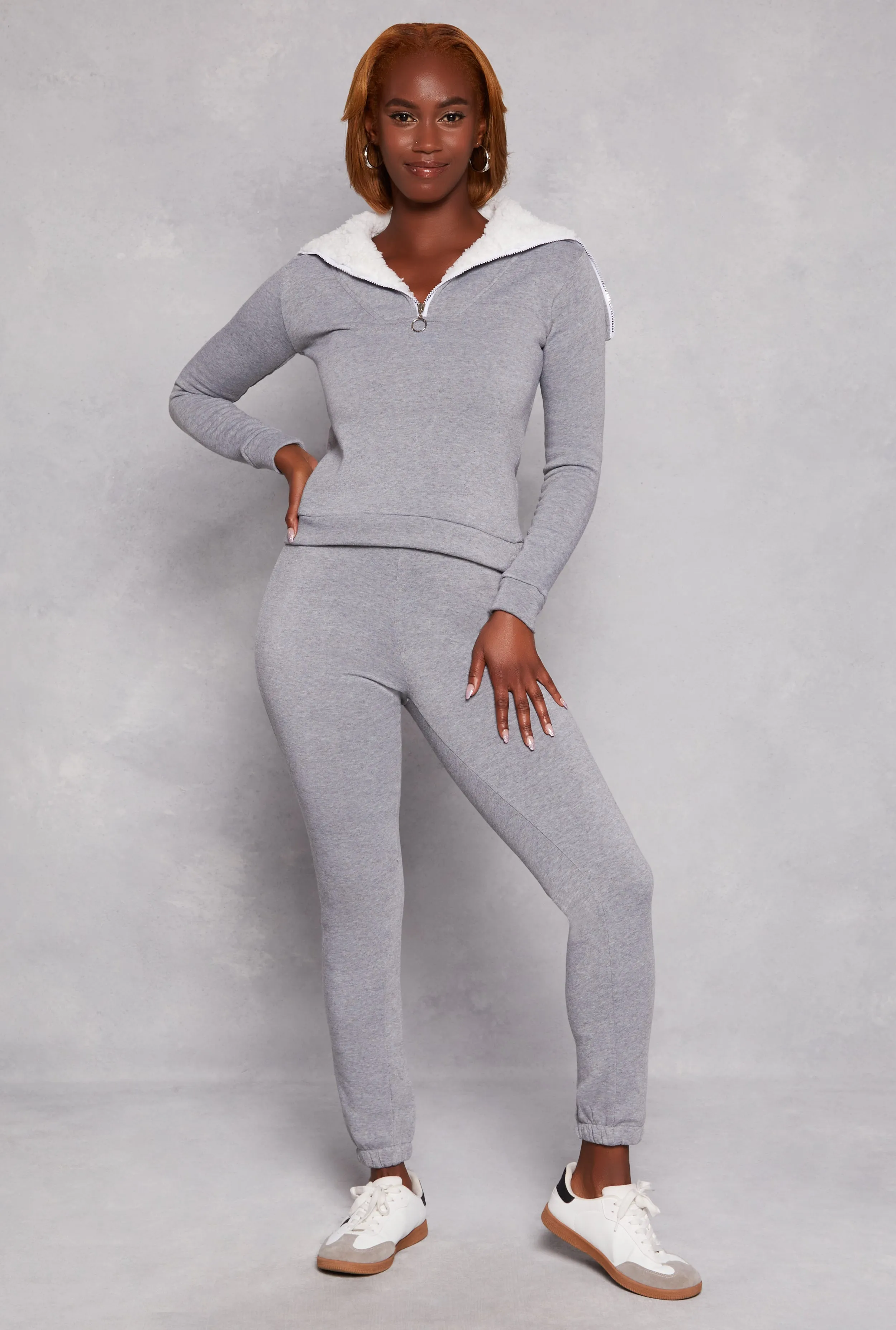 Sherpa Lined Collar Half Zip Sweatshirt sold by Rainbow product image thumbnail 2