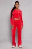 Velour Flap Pocket Cropped Zip Front Hoodie sold by Rainbow