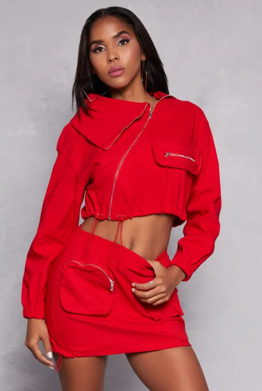 Asymmetrical Zip Front Cropped Jacket sold by Rainbow