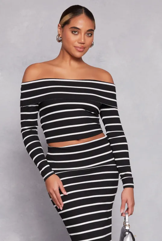 Madden Girl Striped Off the Shoulder Top sold by Rainbow