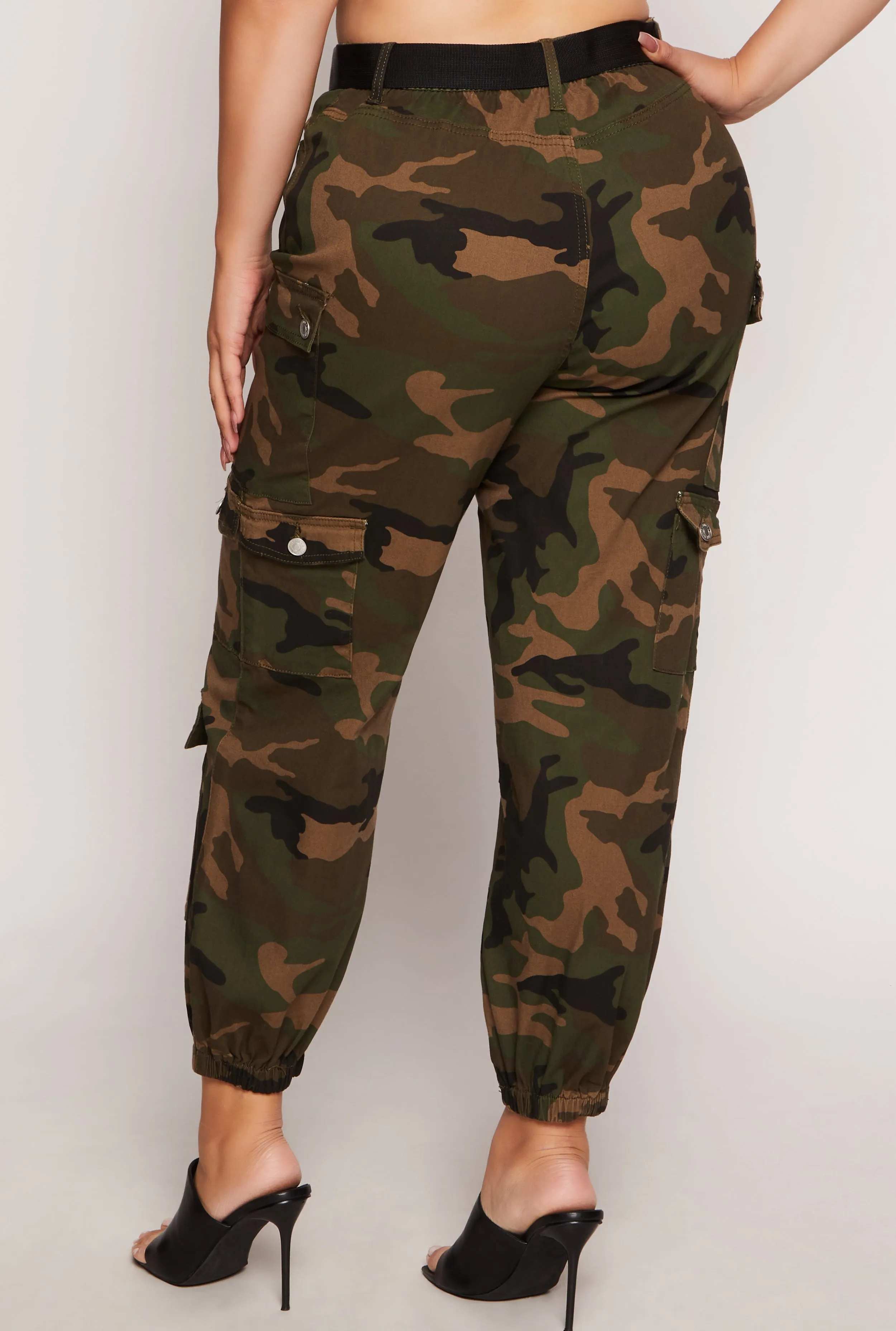 Plus Size Almost Famous Belted Camo Cargo Joggers sold by Rainbow product image thumbnail 3