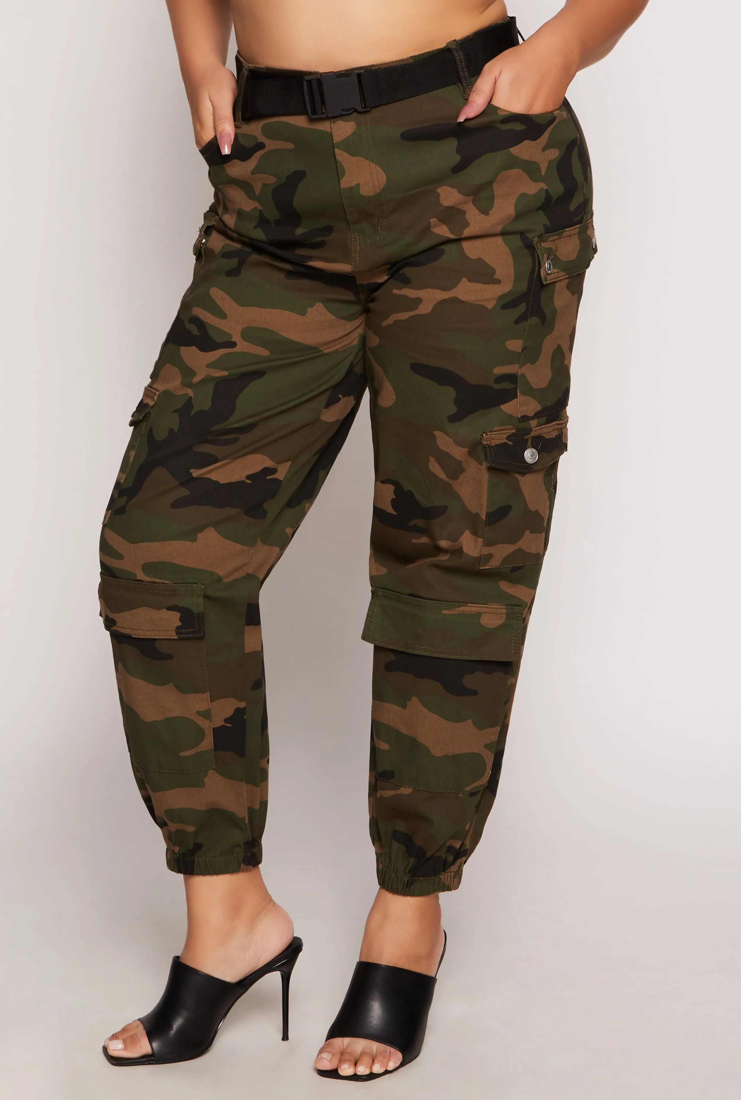Plus Size Almost Famous Belted Camo Cargo Joggers sold by Rainbow product image thumbnail 2