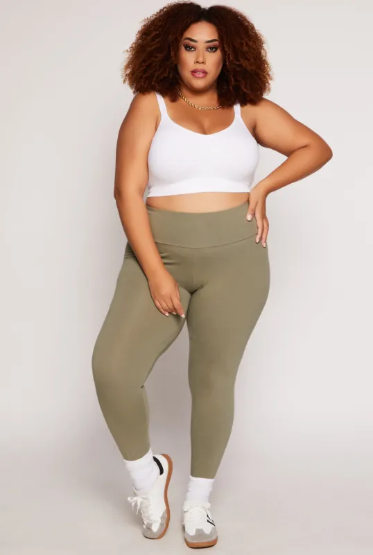 Plus Size Basic Waistband High Waist Leggings sold by Rainbow
