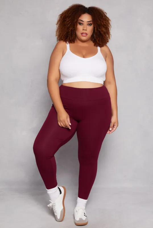Plus Size Basic Waistband High Waist Leggings sold by Rainbow