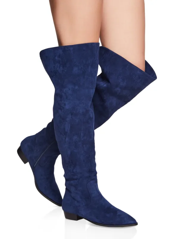 Back Slit Detail Over the Knee Boots sold by Rainbow