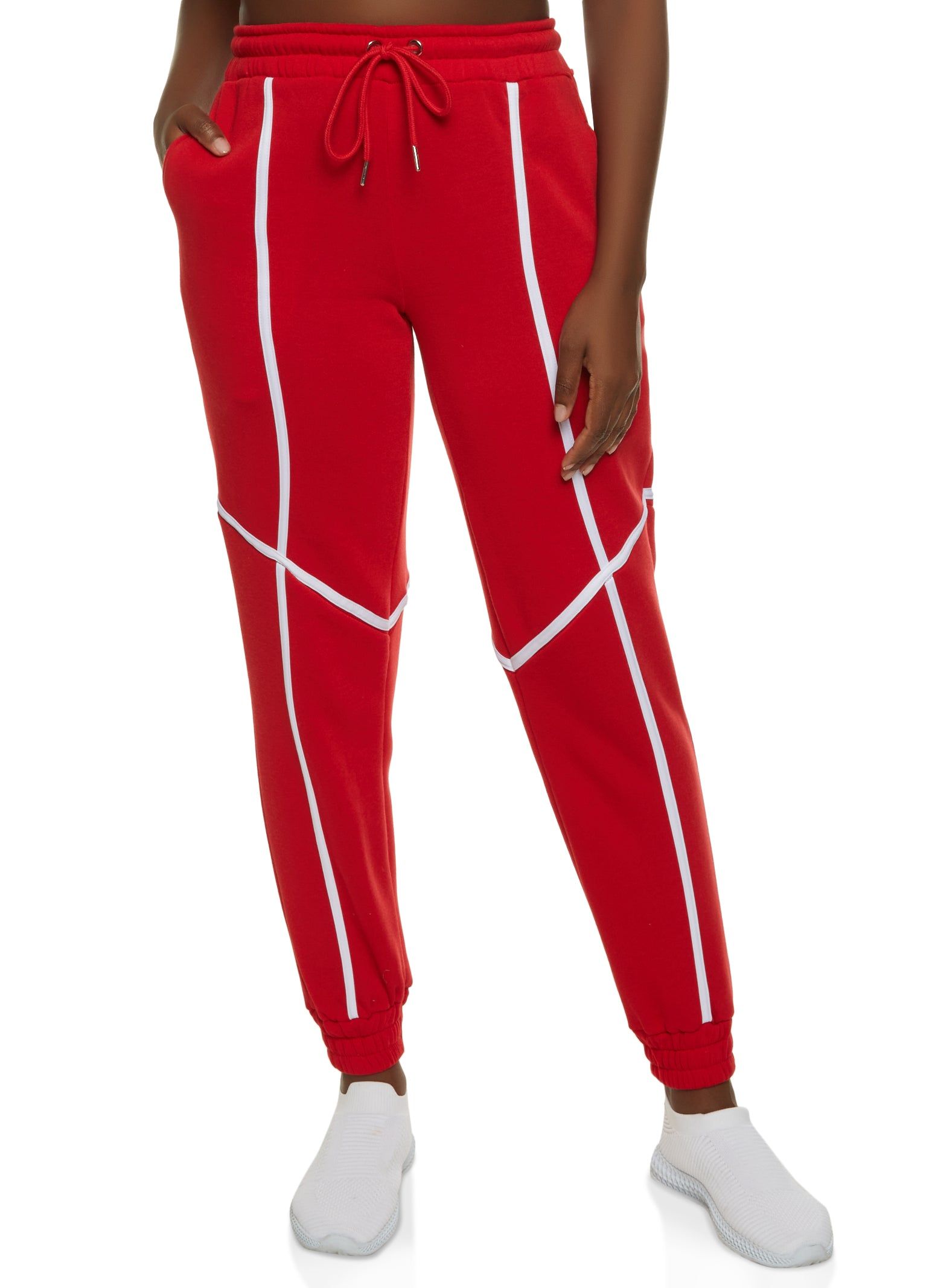 Contrast Piping Drawstring Joggers sold by Rainbow