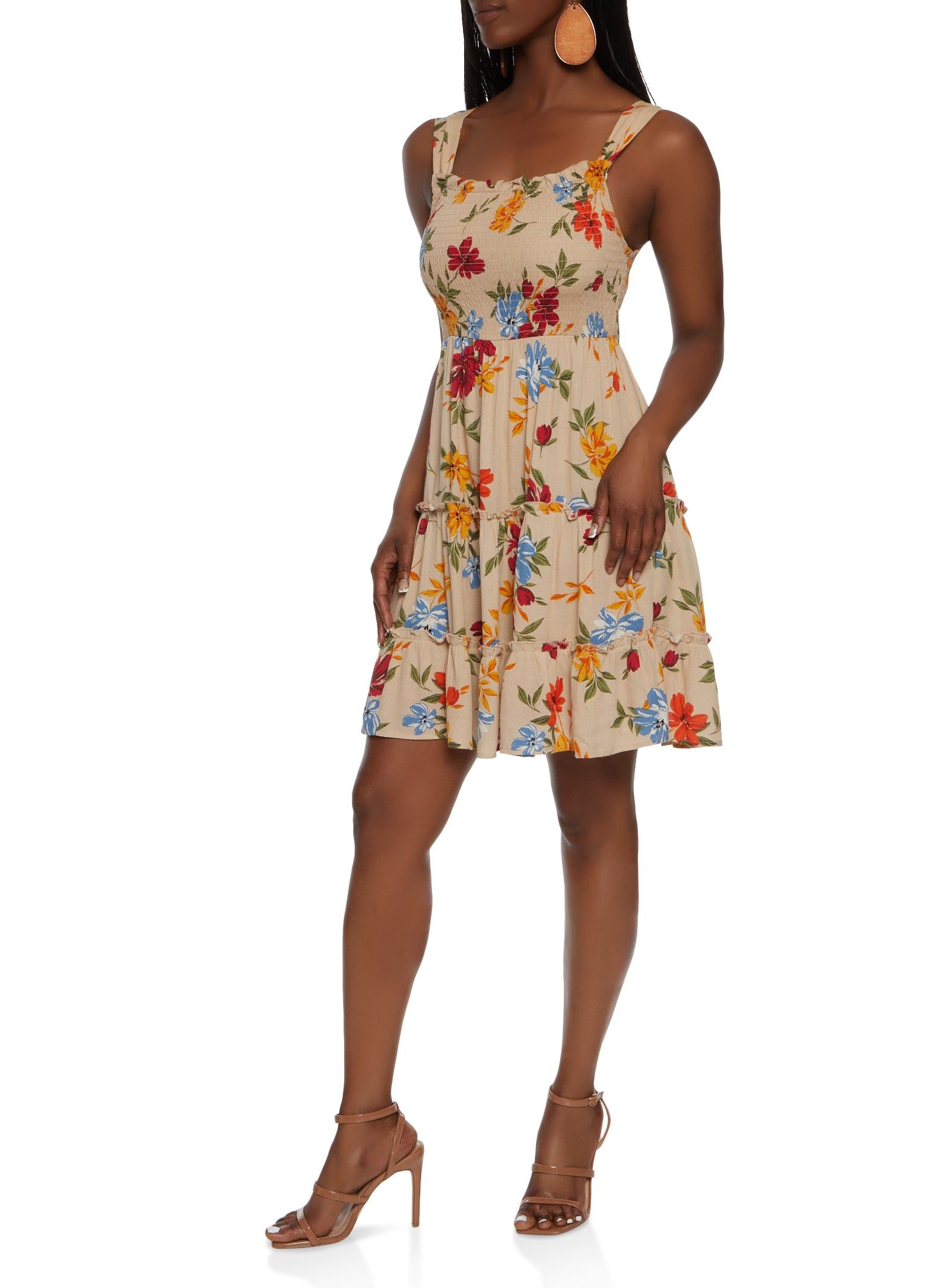 Floral Print Smocked Tiered Dress sold by Rainbow product image thumbnail 2