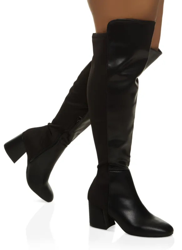 Block Heel Over The Knee Wide Calf Boots made by Rainbow