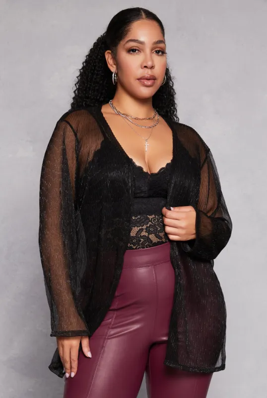 Plus Size Lurex Side Slit Duster sold by Rainbow