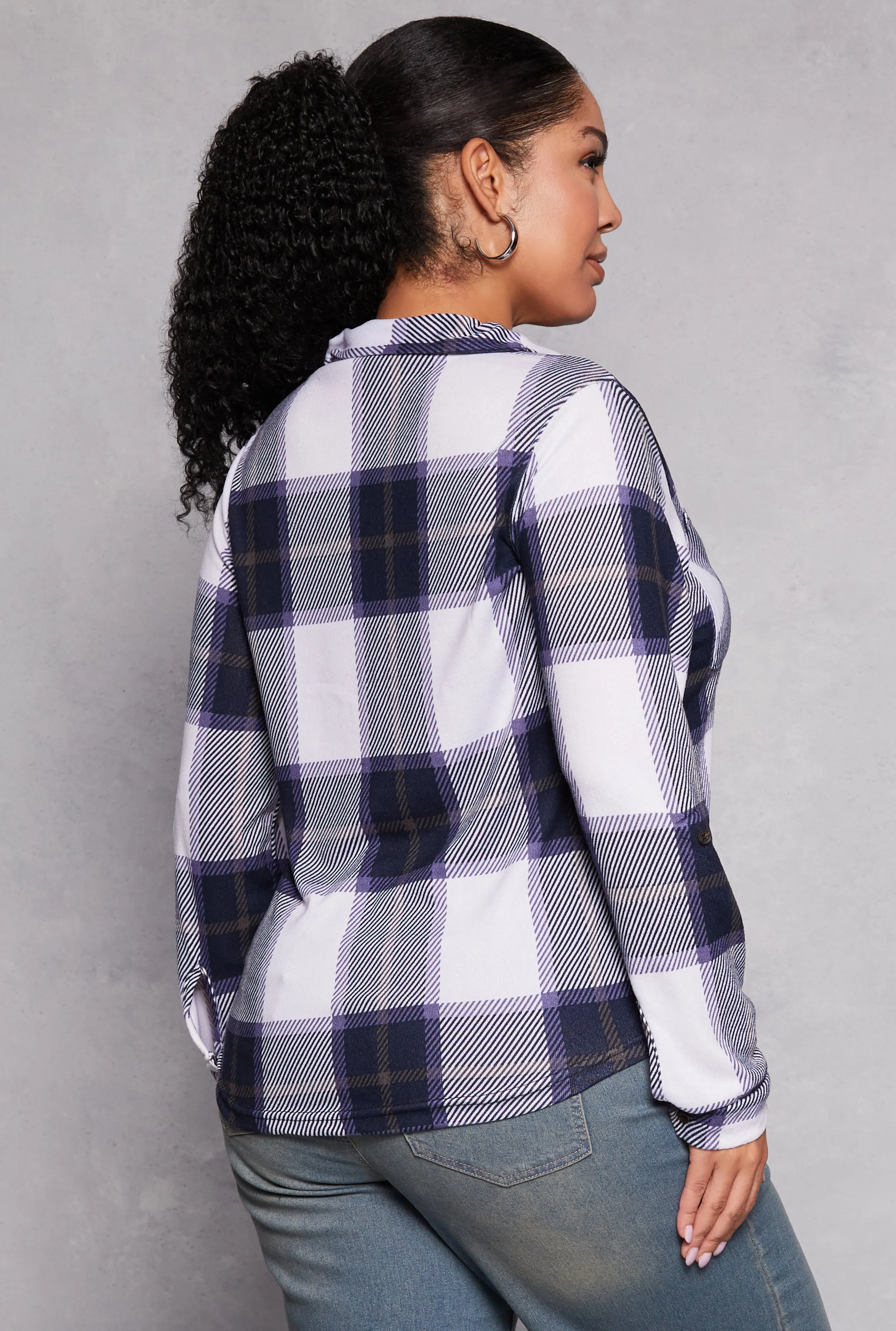 Plus Size Plaid Half Zip Shirt sold by Rainbow product image thumbnail 3