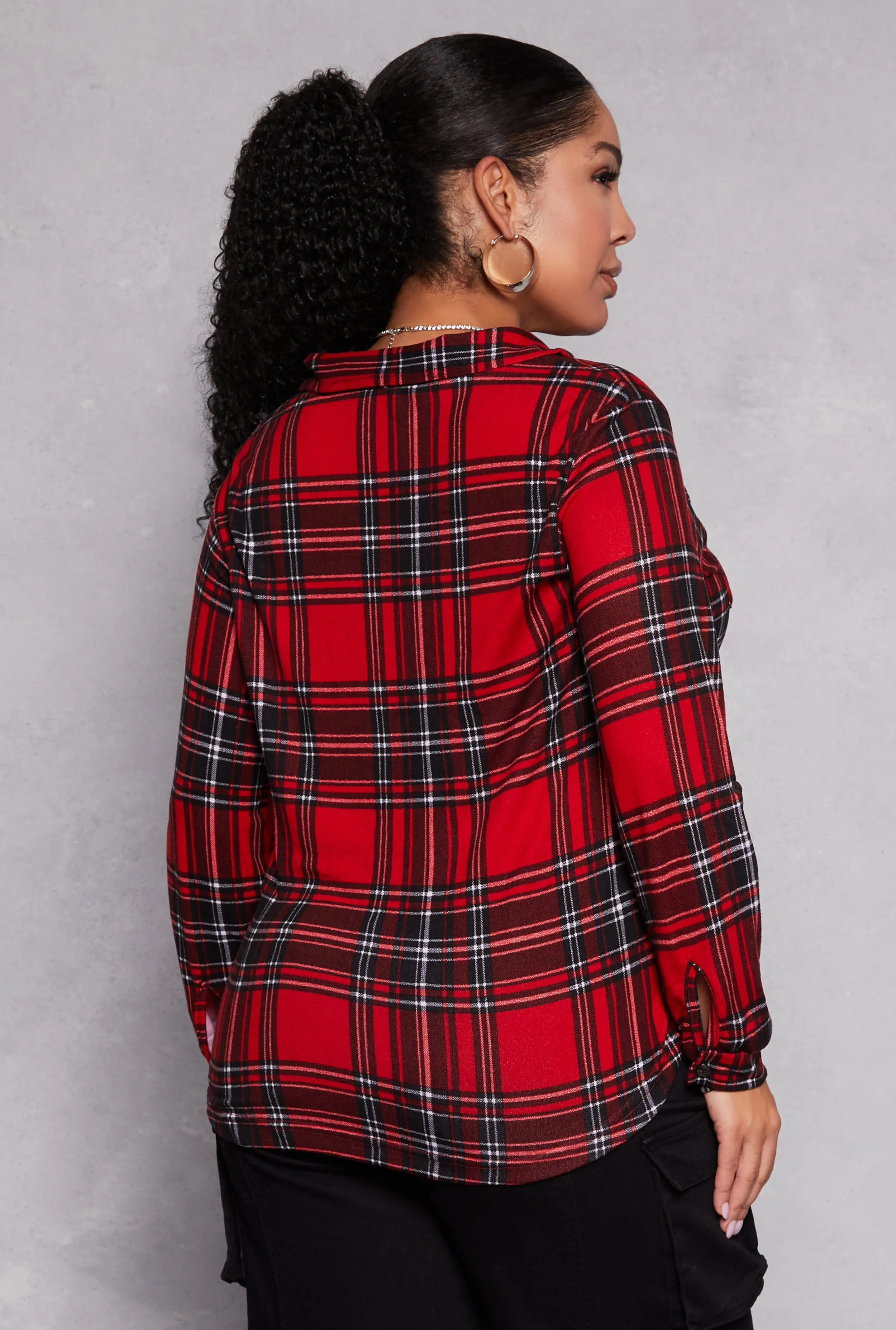 Plus Size Plaid Half Zip Shirt sold by Rainbow product image thumbnail 3