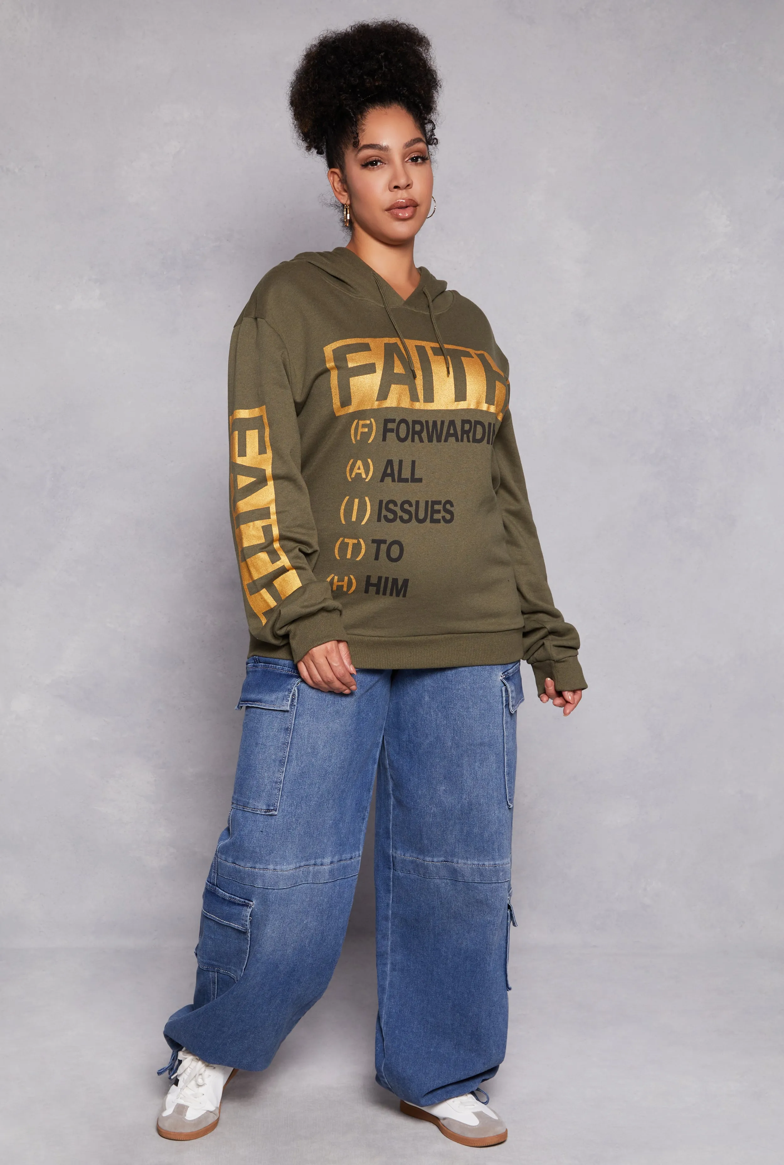 Plus Size Faith Foil Screen Pullover Hoodie sold by Rainbow product image thumbnail 2