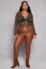 Plus Size Lurex Surplice Bubble Sleeve Bodysuit sold by Rainbow