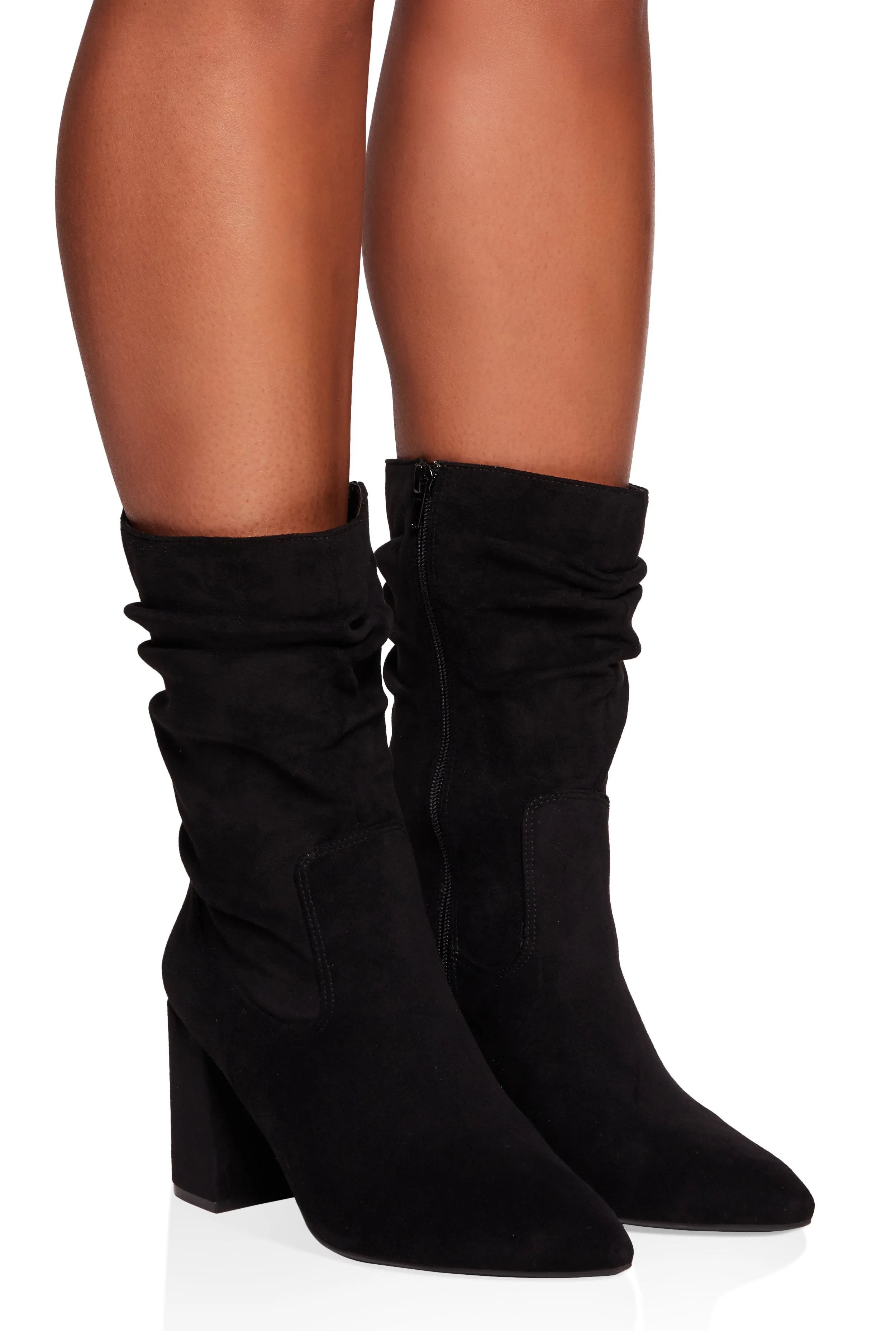 Ruched Pointed Toe Block Heel Booties sold by Rainbow product image thumbnail 2