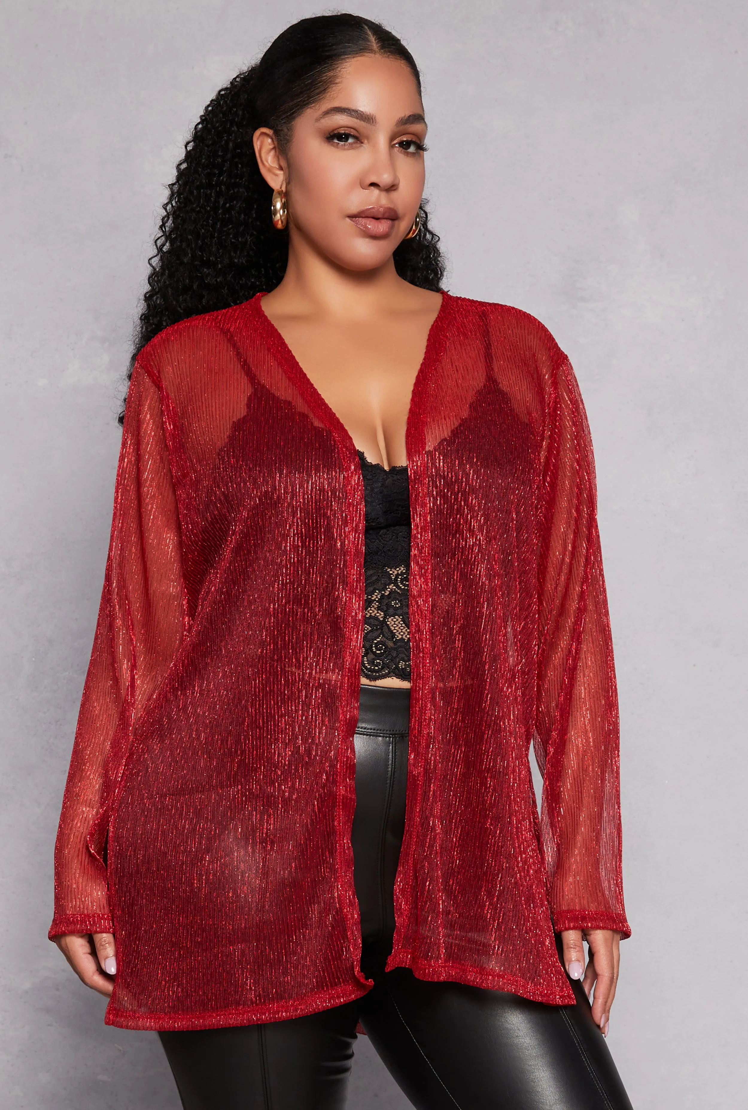 Plus Size Lurex Side Slit Duster sold by Rainbow