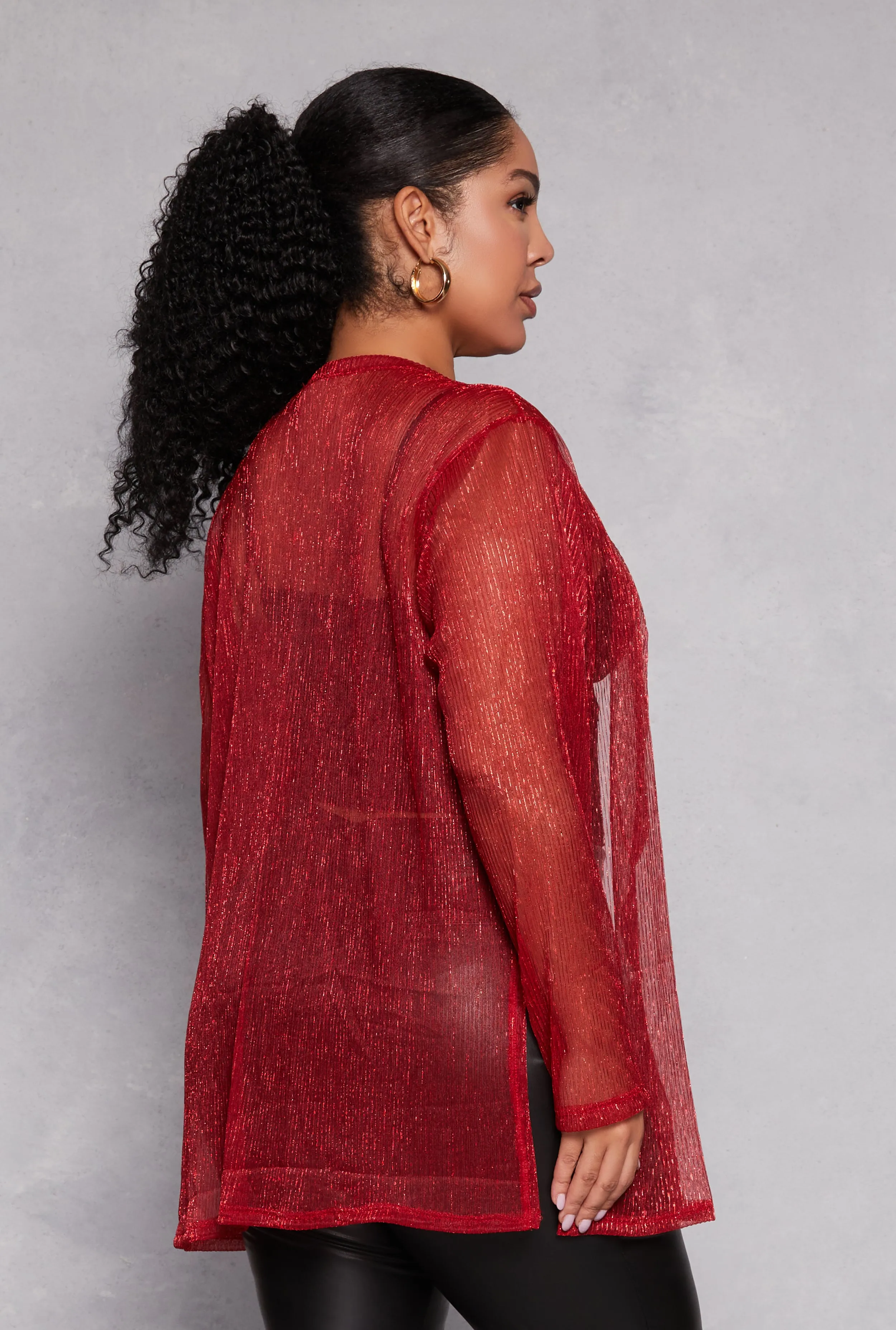 Plus Size Lurex Side Slit Duster sold by Rainbow product image thumbnail 3