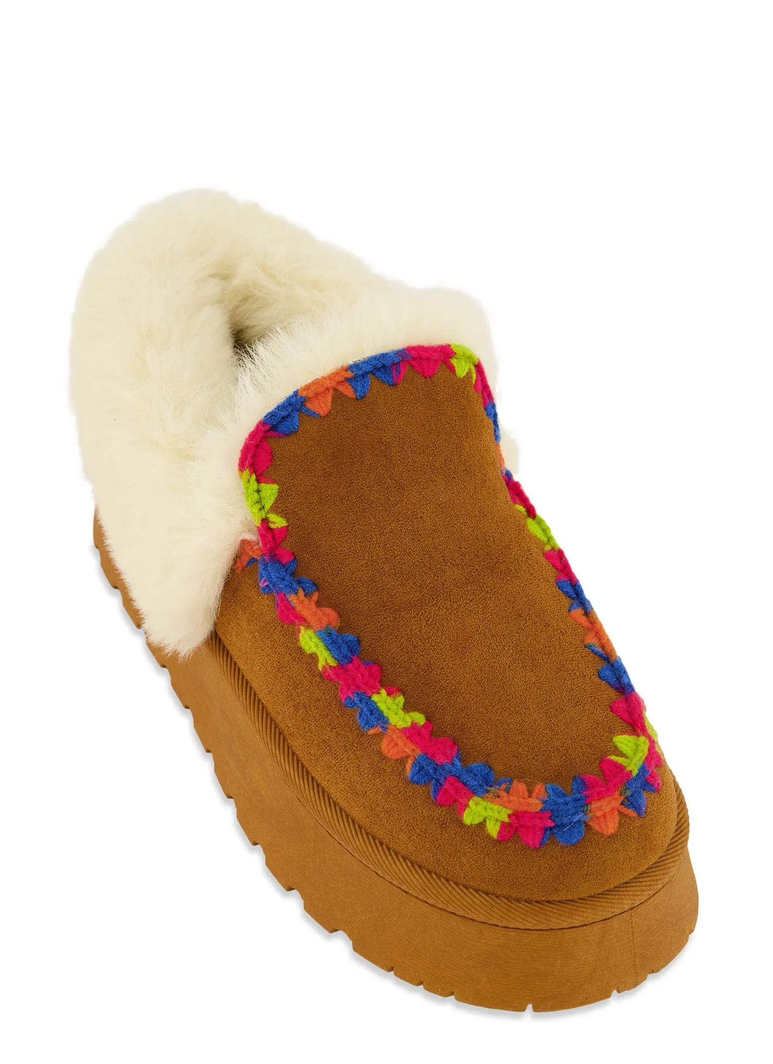 Faux Fur Lined Embroidered Moccasin Slippers sold by Rainbow