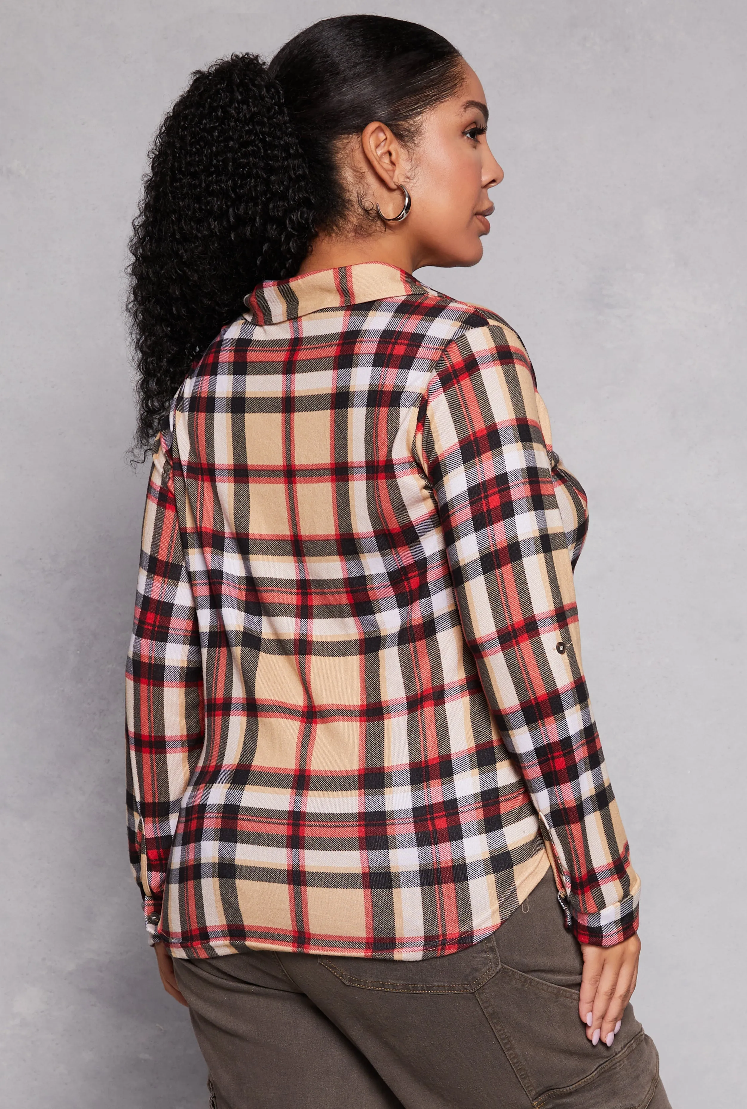 Plus Size Plaid Half Zip Shirt sold by Rainbow product image thumbnail 3