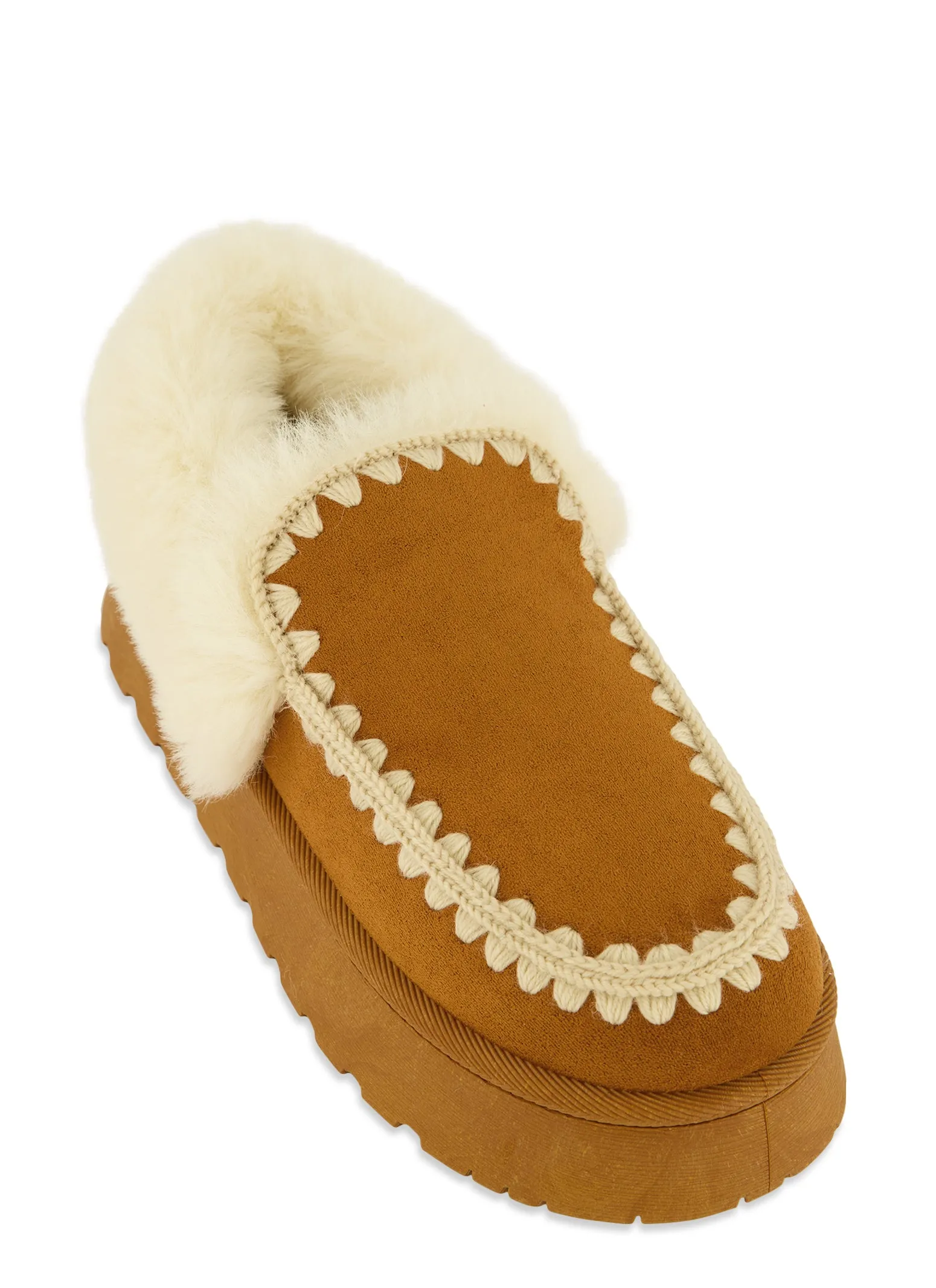 Faux Fur Lined Embroidered Moccasin Slippers sold by Rainbow