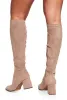 Faux Suede Block Heel Tall Boots sold by Rainbow