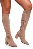 Faux Suede Block Heel Tall Boots sold by Rainbow
