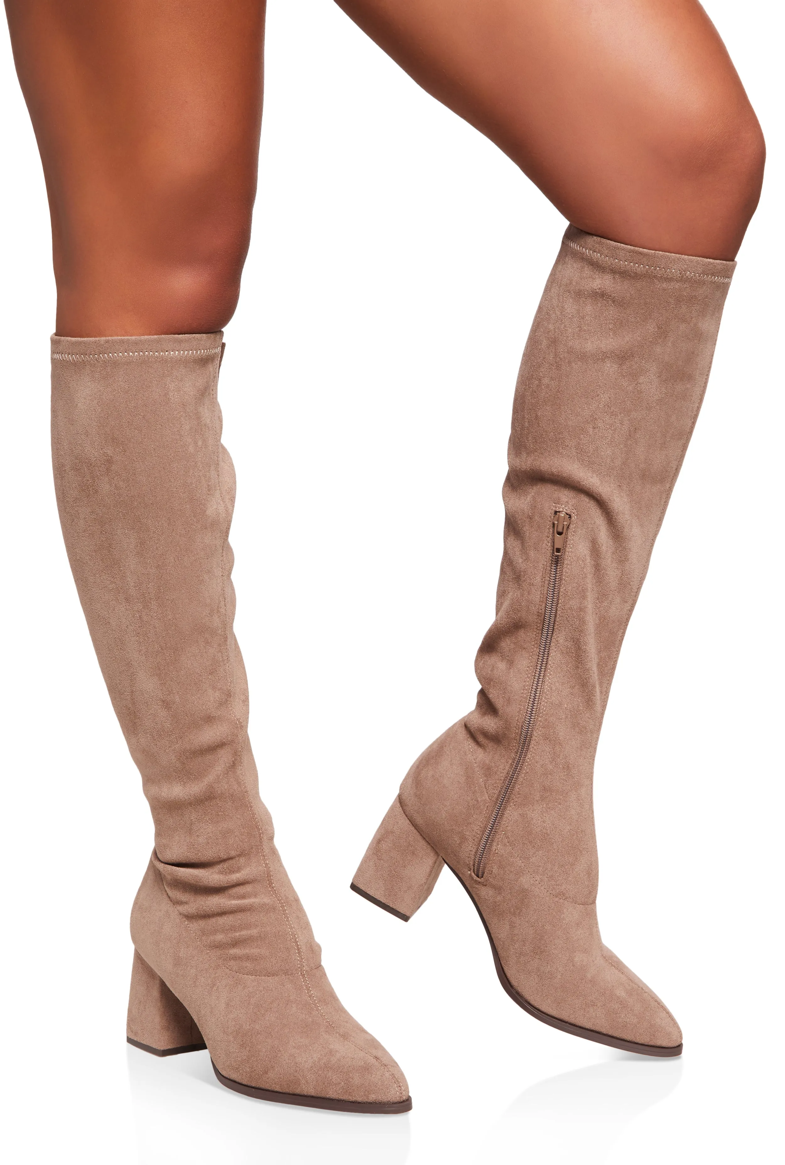 Faux Suede Block Heel Tall Boots sold by Rainbow product image thumbnail 2