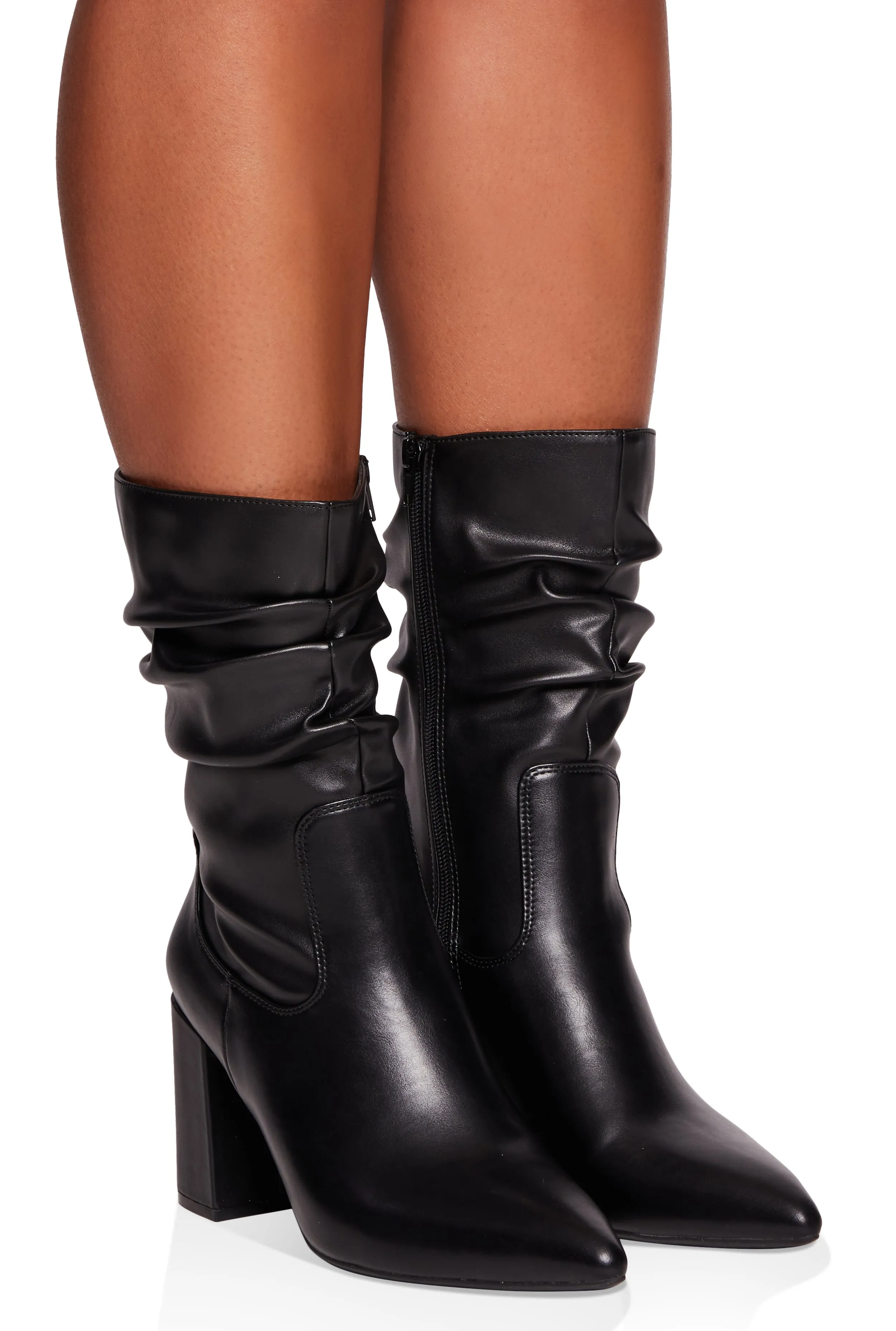 Ruched Pointed Toe Block Heel Booties sold by Rainbow product image thumbnail 2