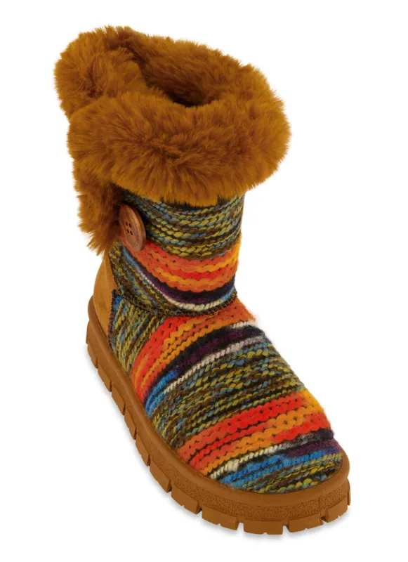 Crochet Faux Fur Lined Boots sold by Rainbow
