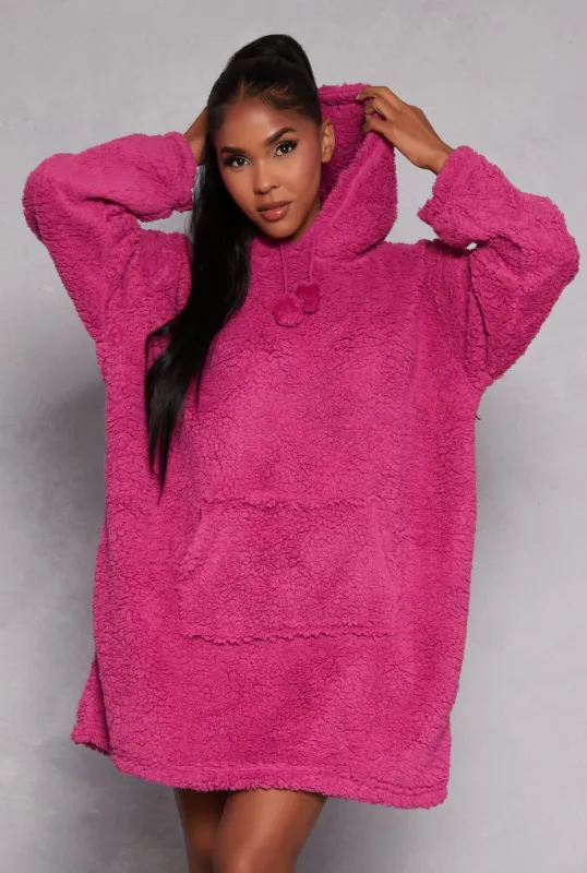 Sherpa Pom Pom Blanket Hoodie sold by Rainbow