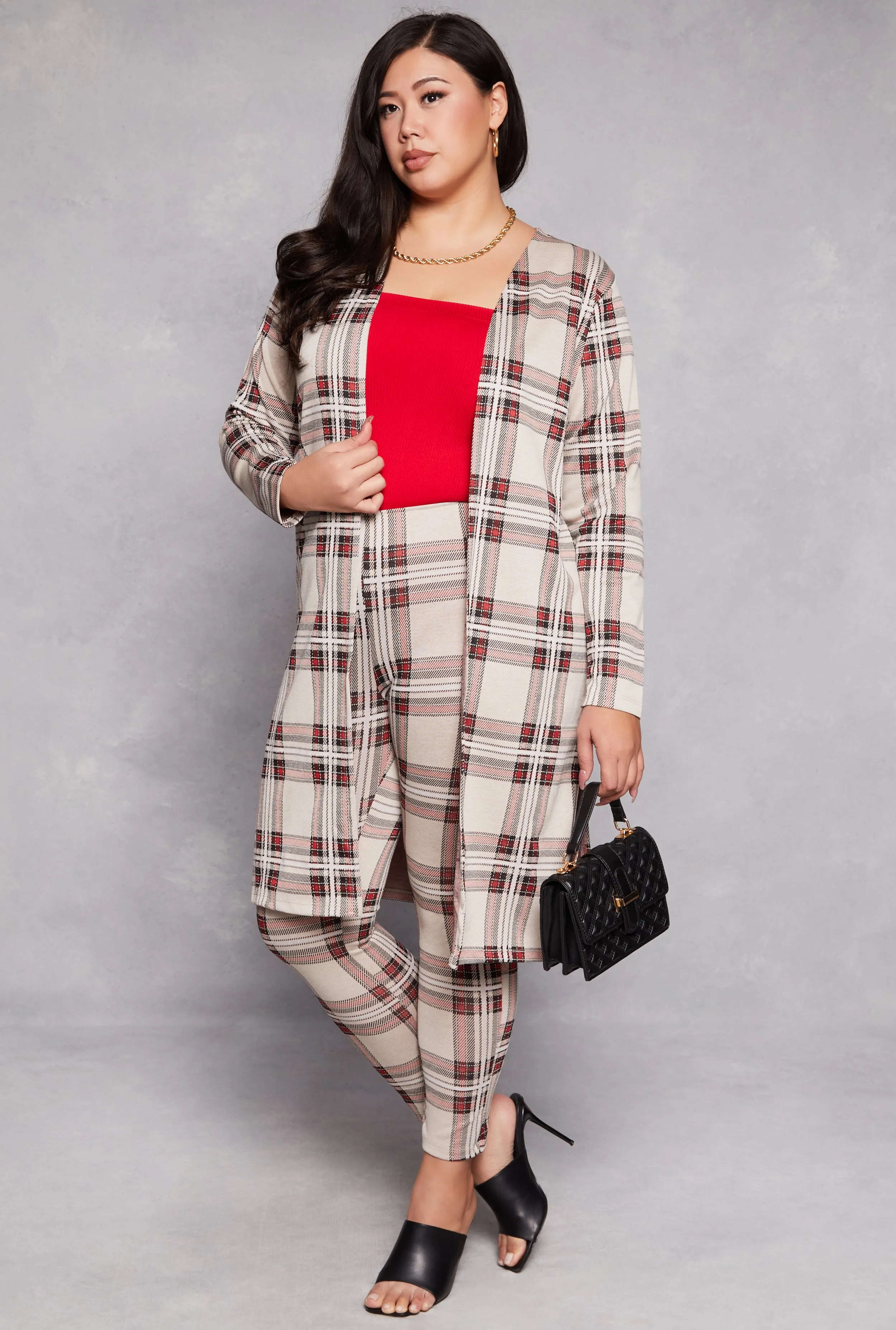 Plus Size Plaid Side Slit Duster sold by Rainbow product image thumbnail 2