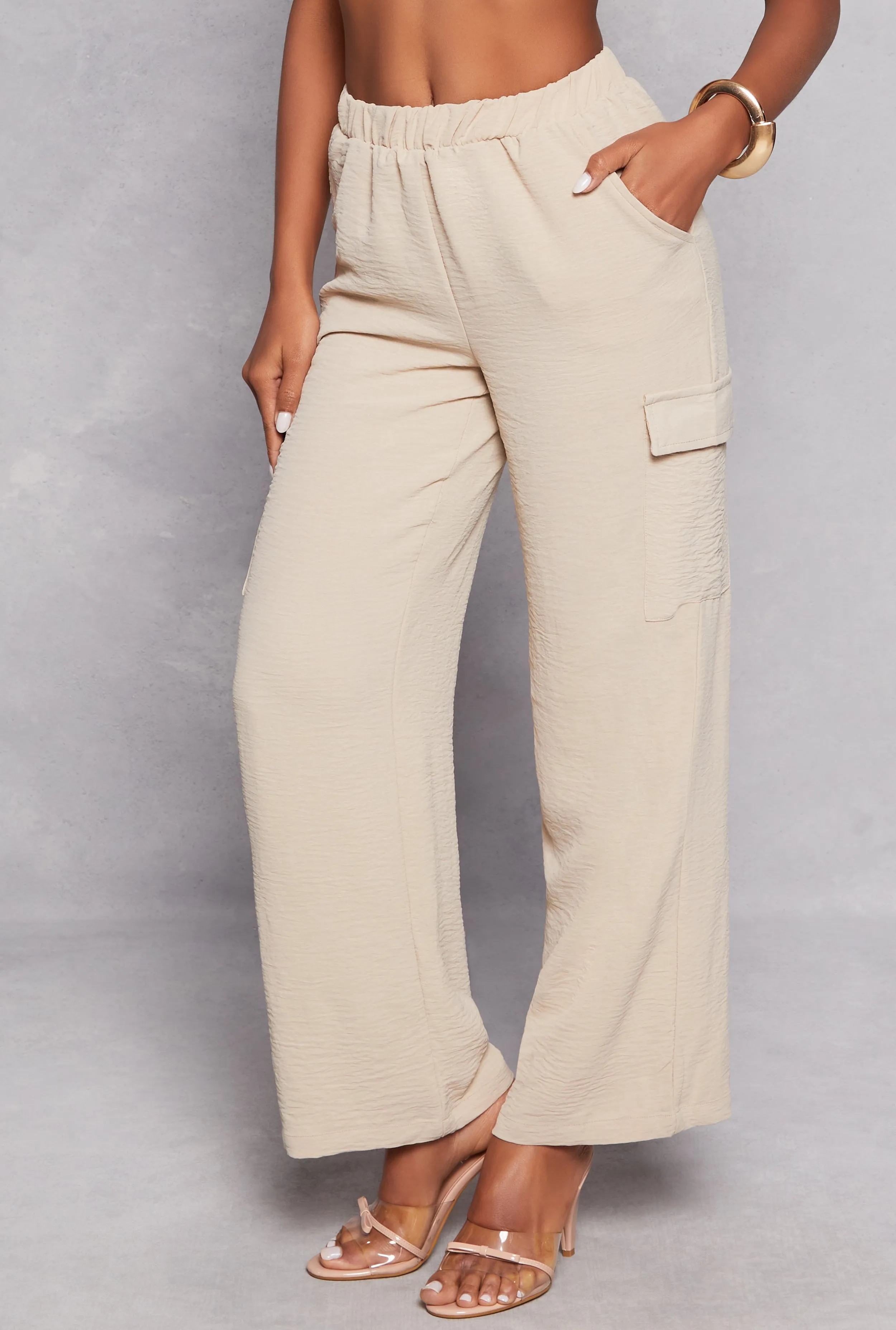 Airy Crepe Knit Cargo Wide Leg Pants sold by Rainbow product image thumbnail 2
