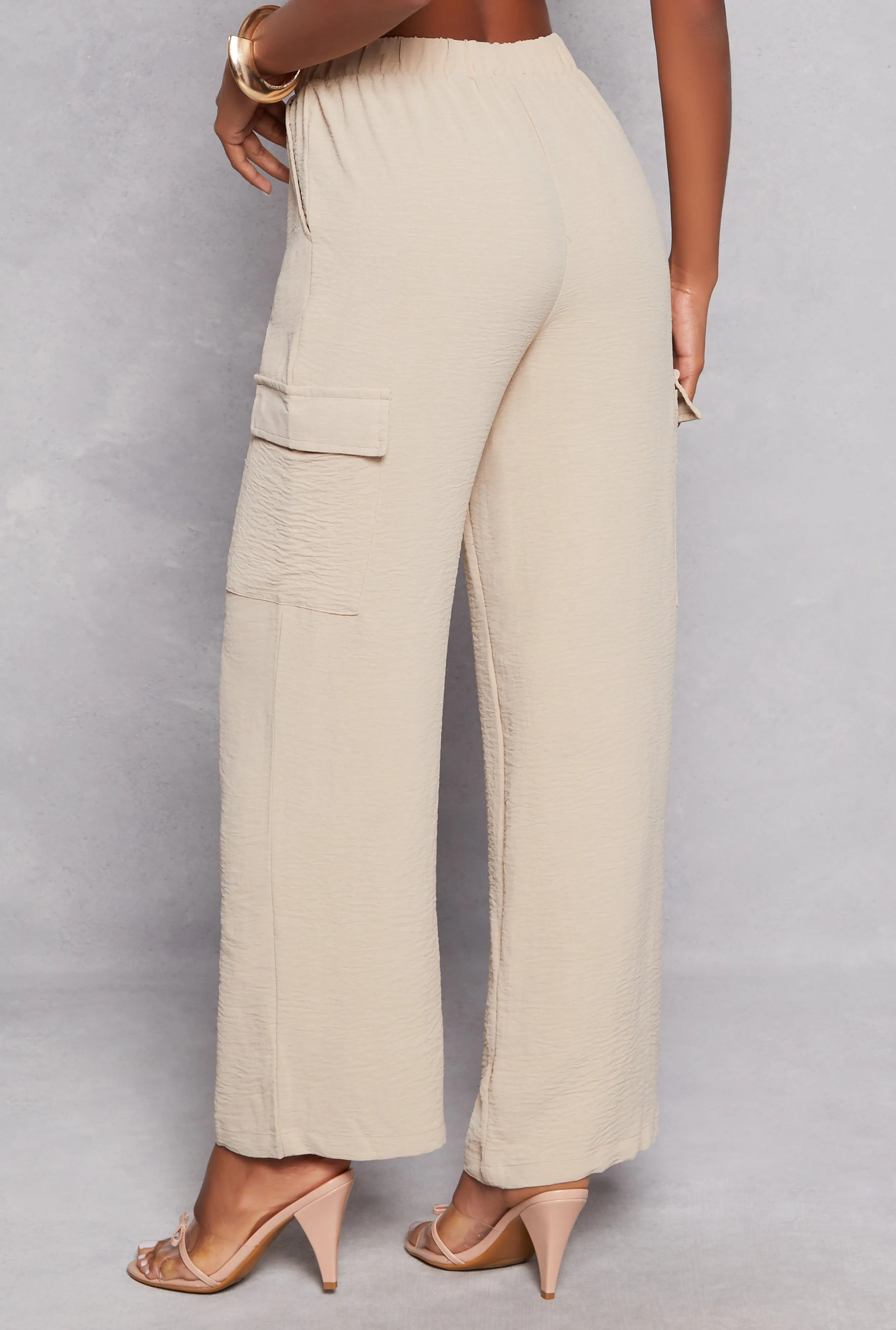 Airy Crepe Knit Cargo Wide Leg Pants sold by Rainbow product image thumbnail 3