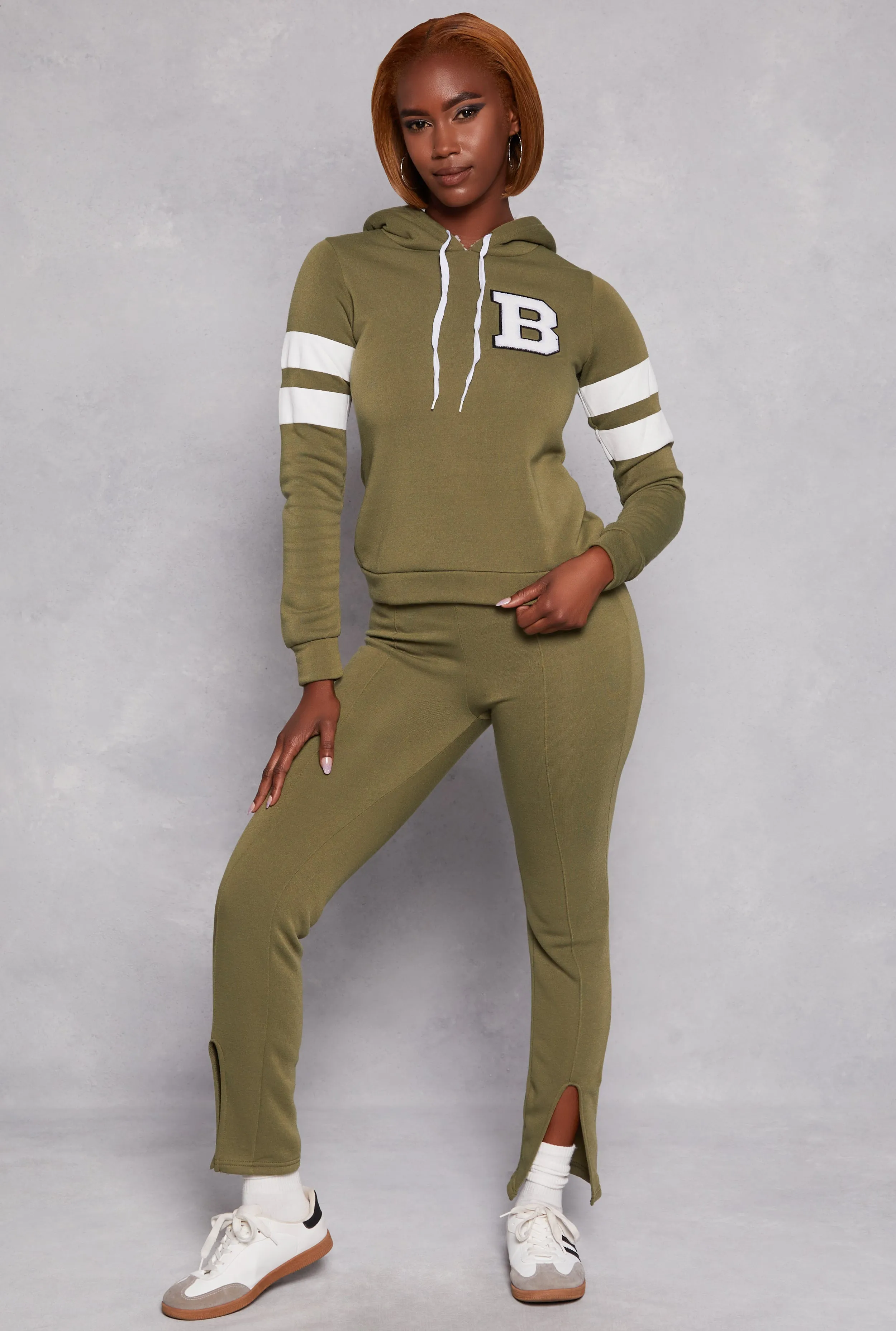 B Initial Varsity Striped Hoodie sold by Rainbow product image thumbnail 2