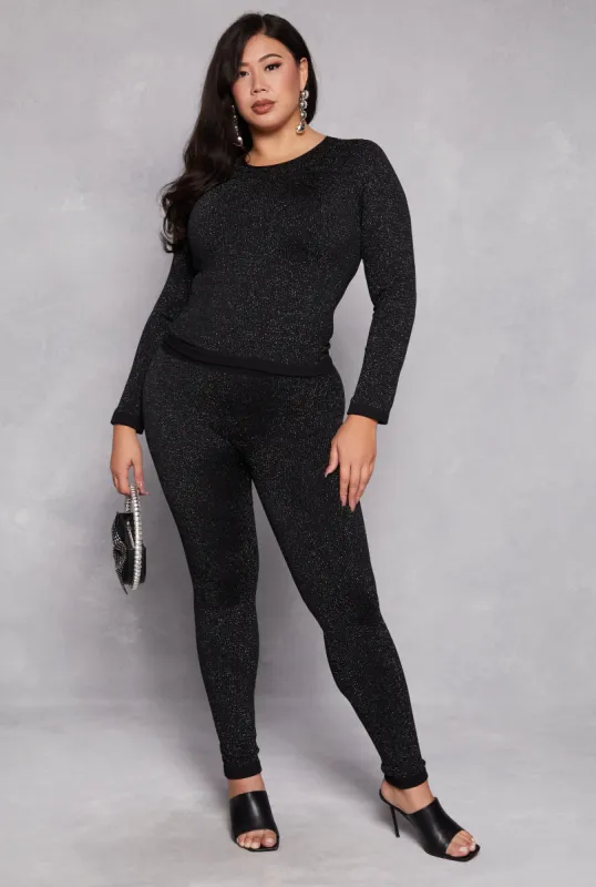 Plus Size Lurex Seamless High Waisted Leggings sold by Rainbow