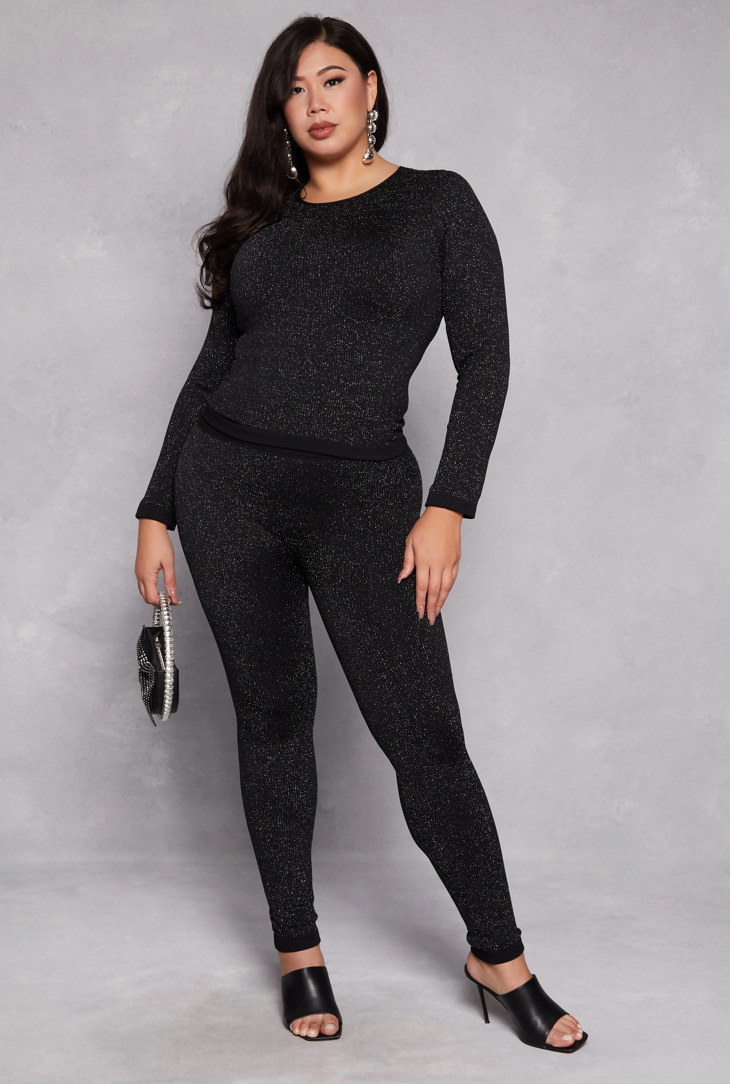 Plus Size Lurex Seamless High Waisted Leggings sold by Rainbow