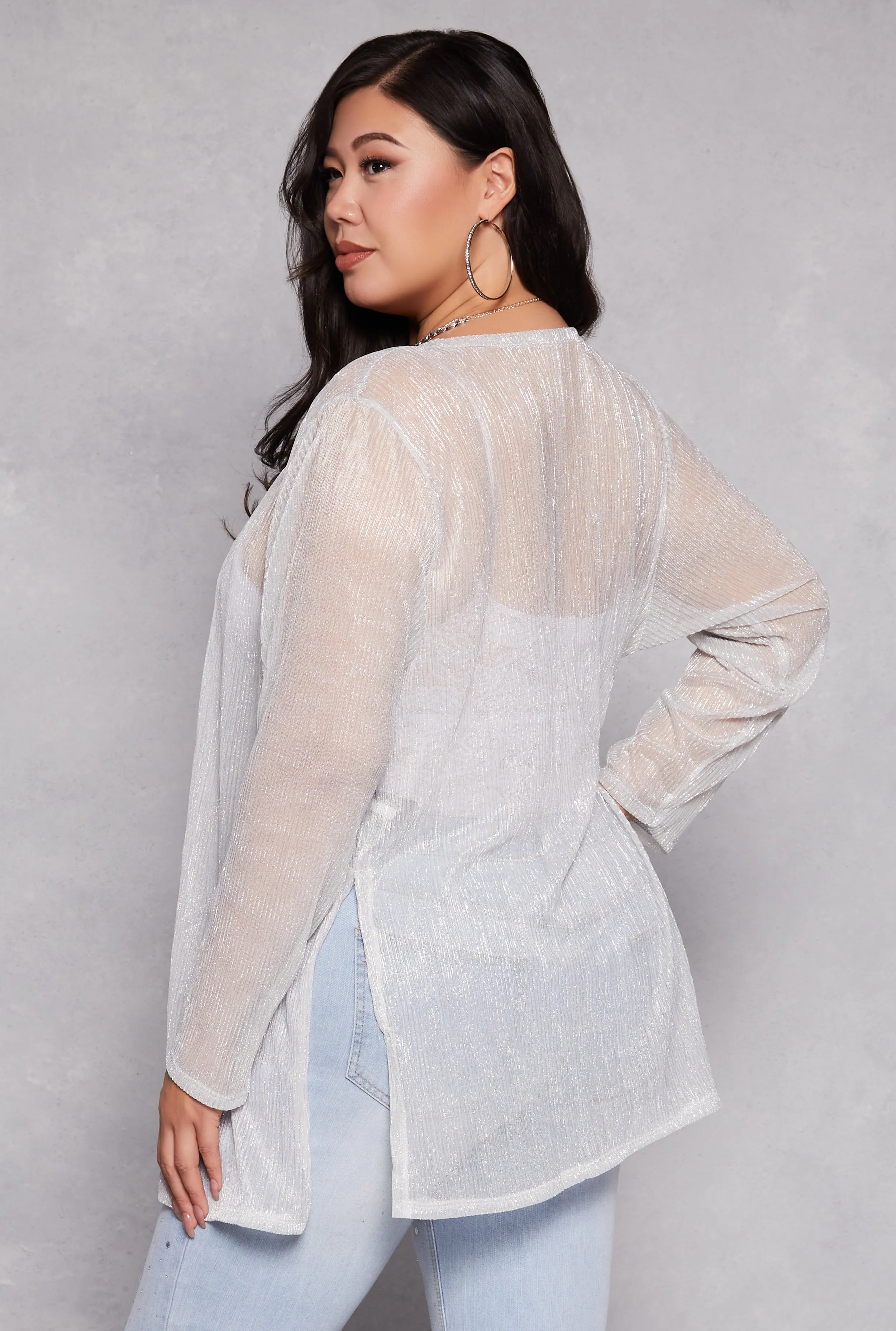 Plus Size Lurex Side Slit Duster sold by Rainbow product image thumbnail 3