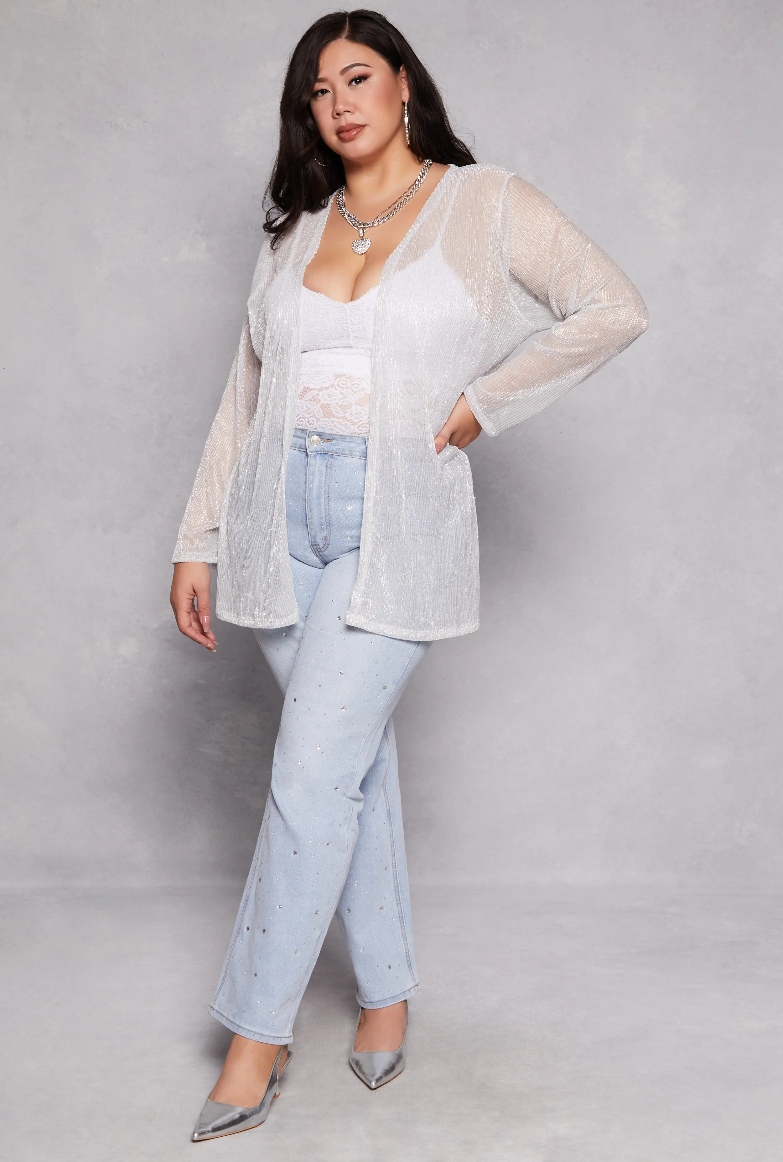 Plus Size Lurex Side Slit Duster sold by Rainbow product image thumbnail 2