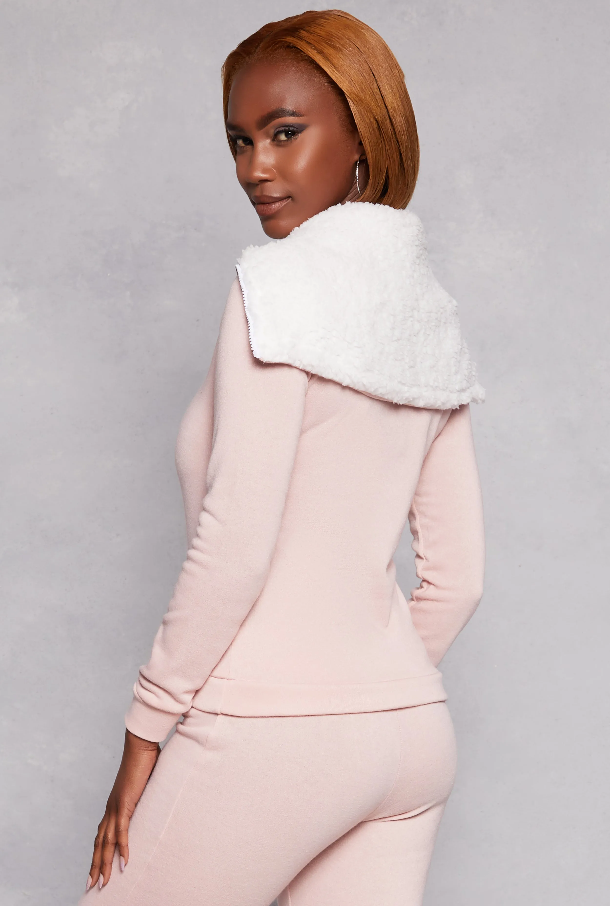 Sherpa Lined Collar Half Zip Sweatshirt sold by Rainbow product image thumbnail 3