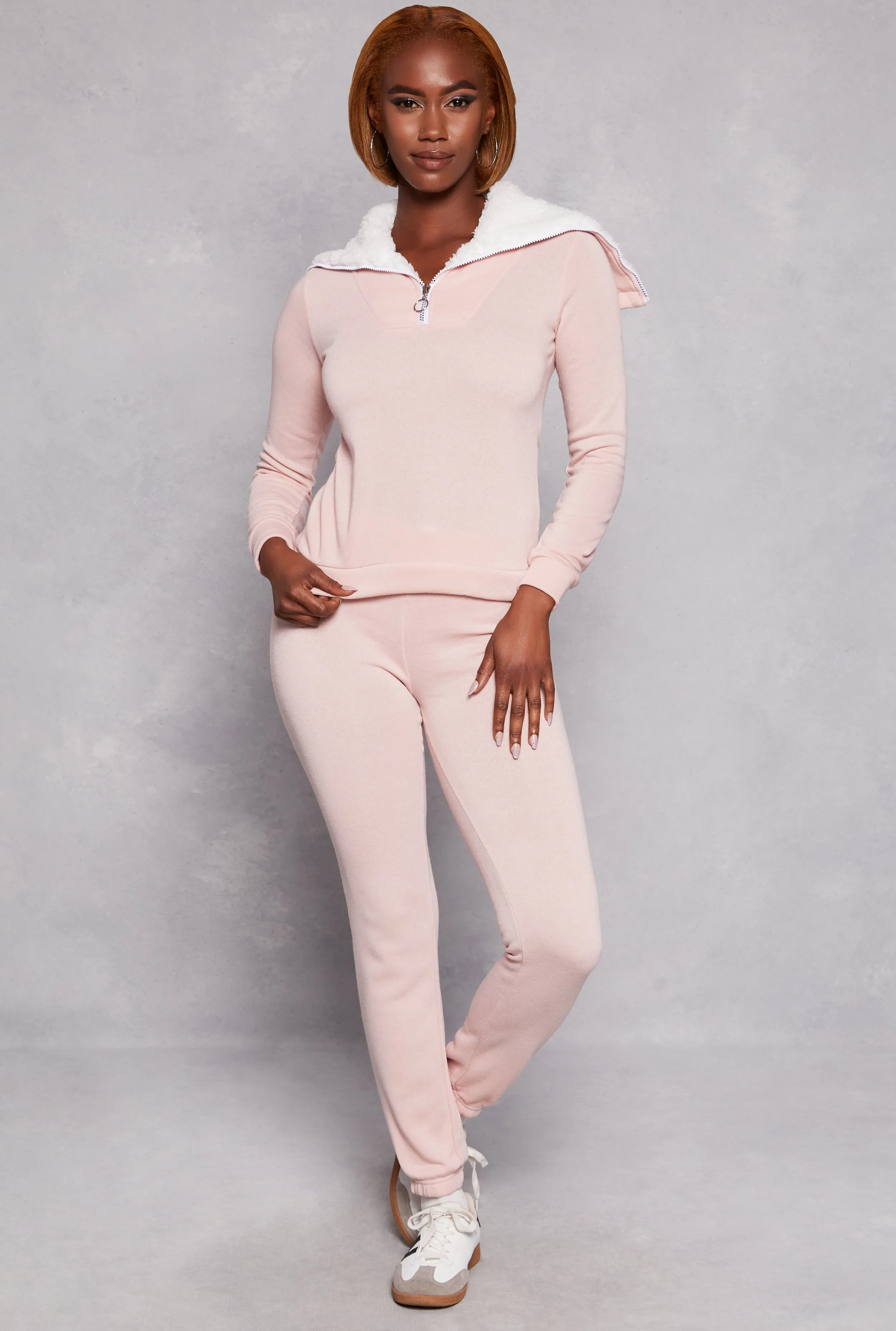 Sherpa Lined Collar Half Zip Sweatshirt sold by Rainbow product image thumbnail 2