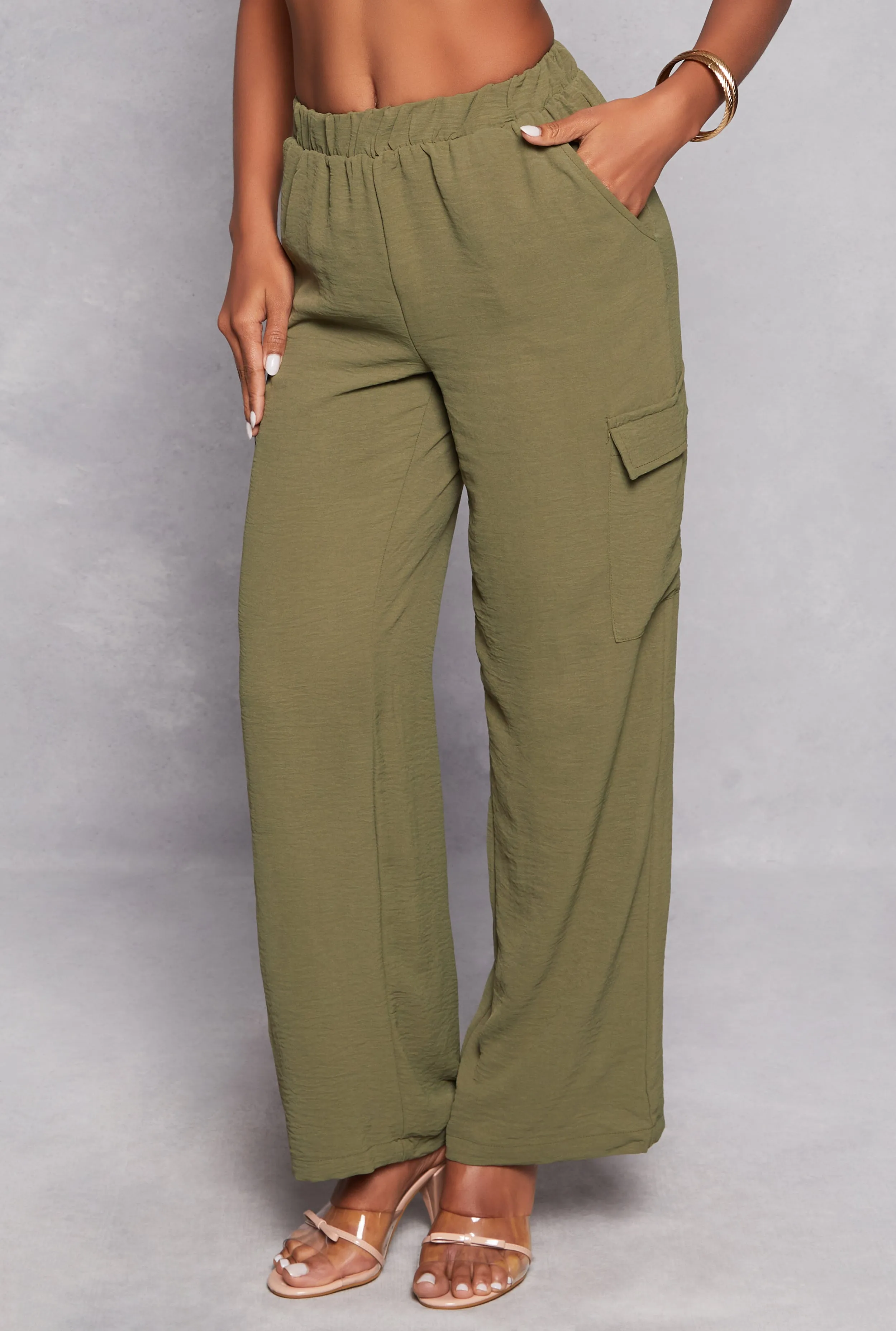 Airy Crepe Knit Cargo Wide Leg Pants sold by Rainbow product image thumbnail 2