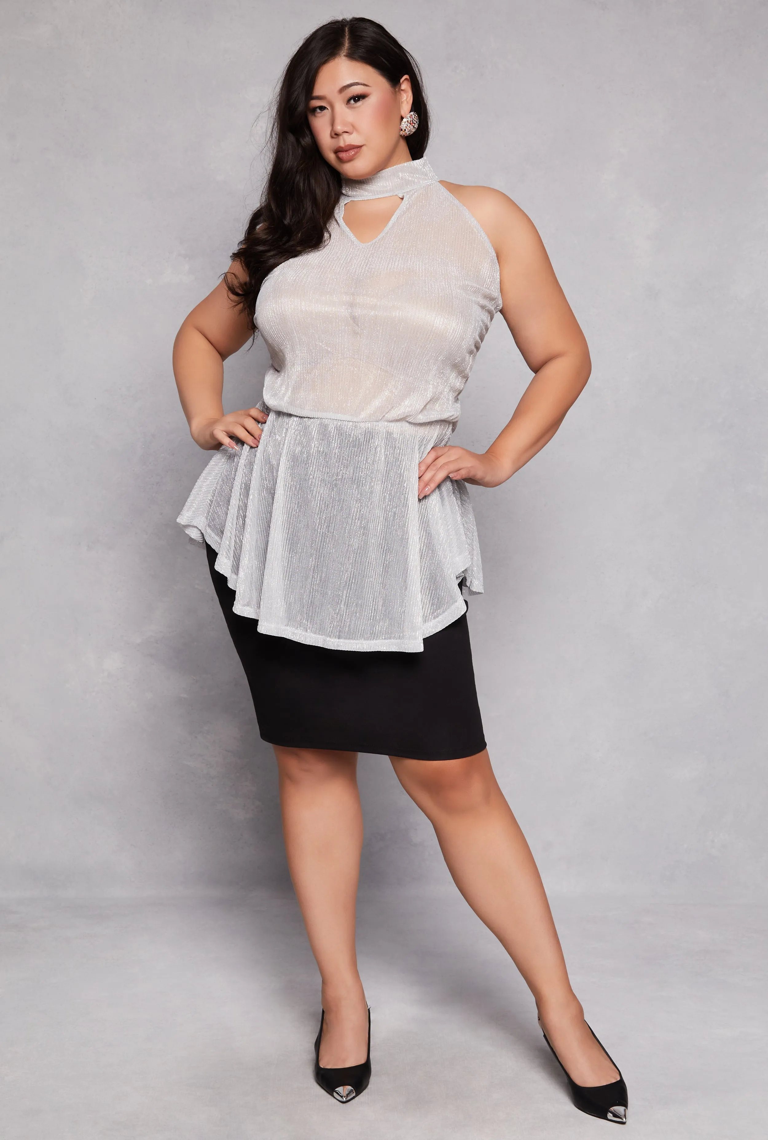 Plus Size Lurex Cut Out Sleeveless Blouse sold by Rainbow product image thumbnail 2