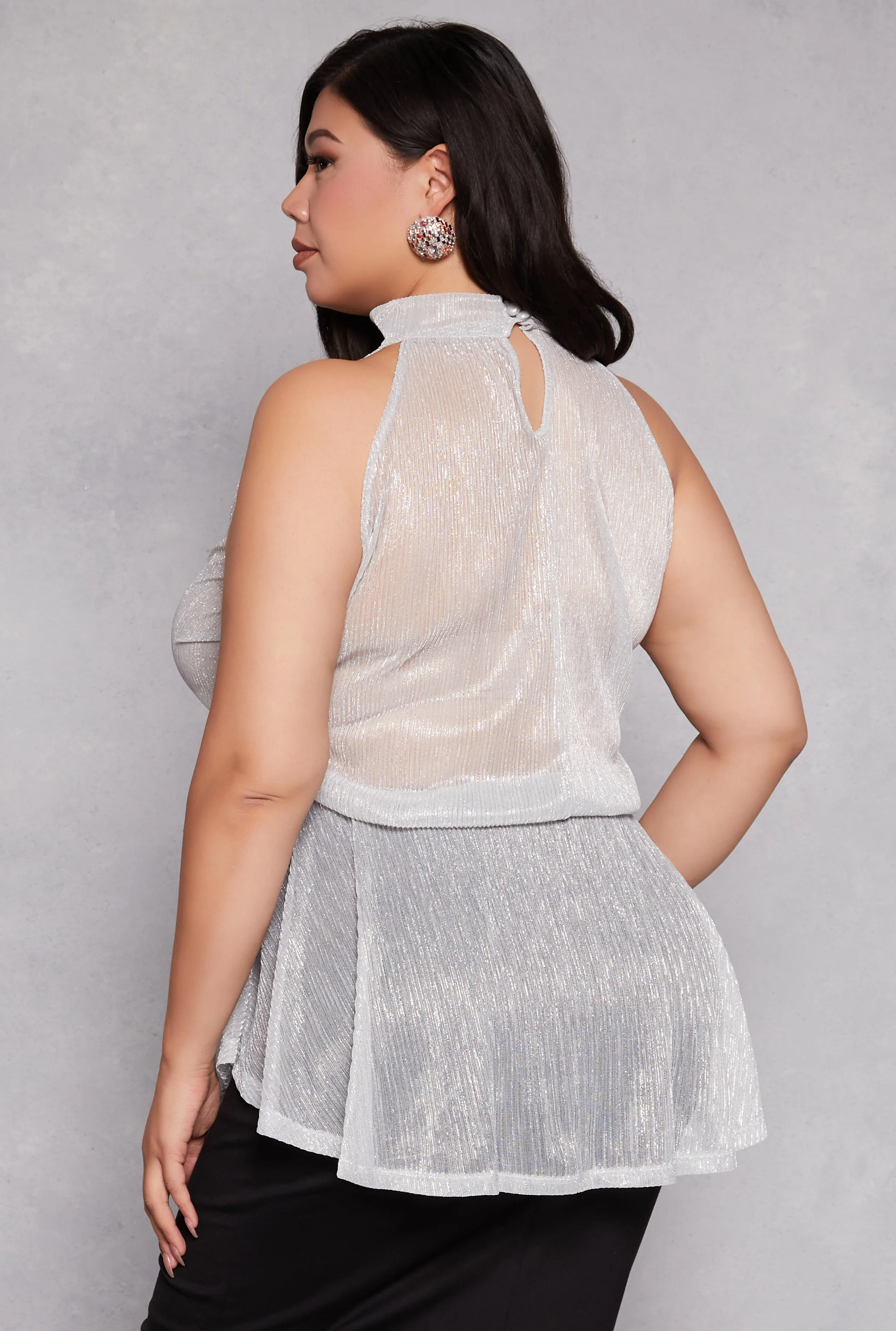 Plus Size Lurex Cut Out Sleeveless Blouse sold by Rainbow product image thumbnail 3