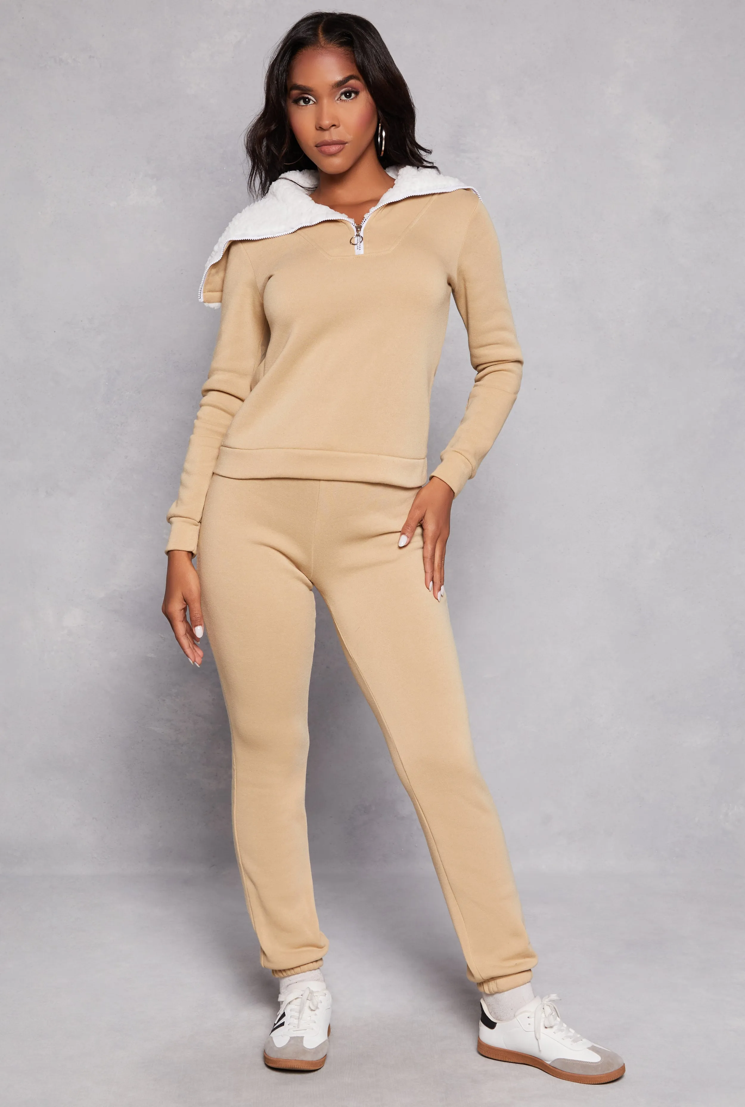 Sherpa Lined Collar Half Zip Sweatshirt sold by Rainbow product image thumbnail 2