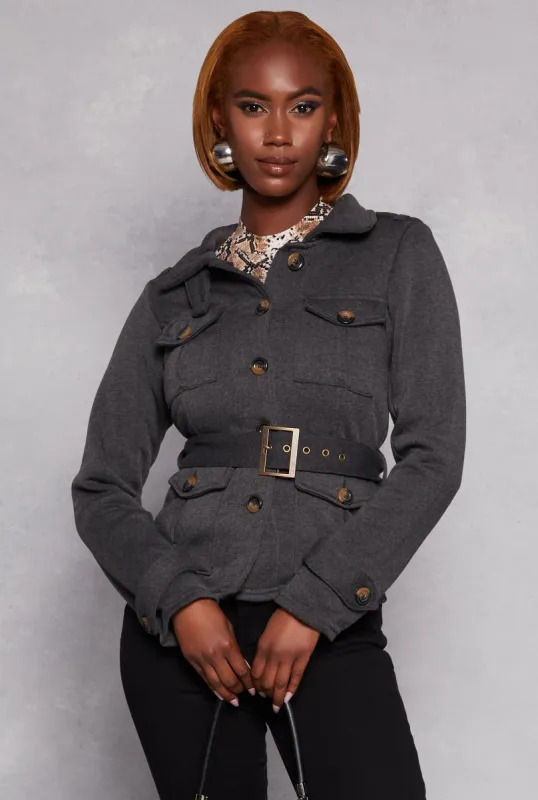Belted Button Front Jacket sold by Rainbow