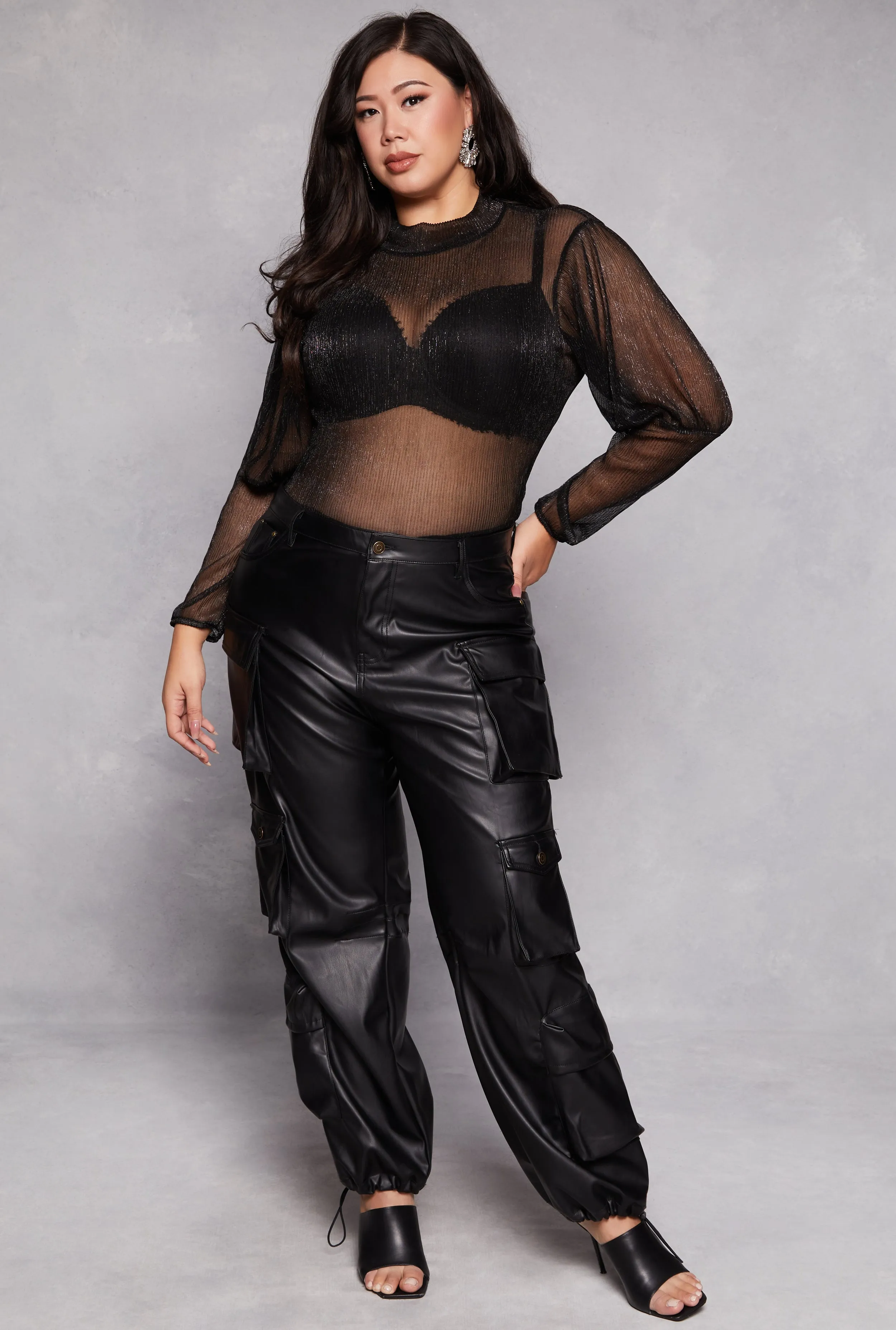 Plus Size Lurex Balloon Sleeve Bodysuit sold by Rainbow product image thumbnail 2