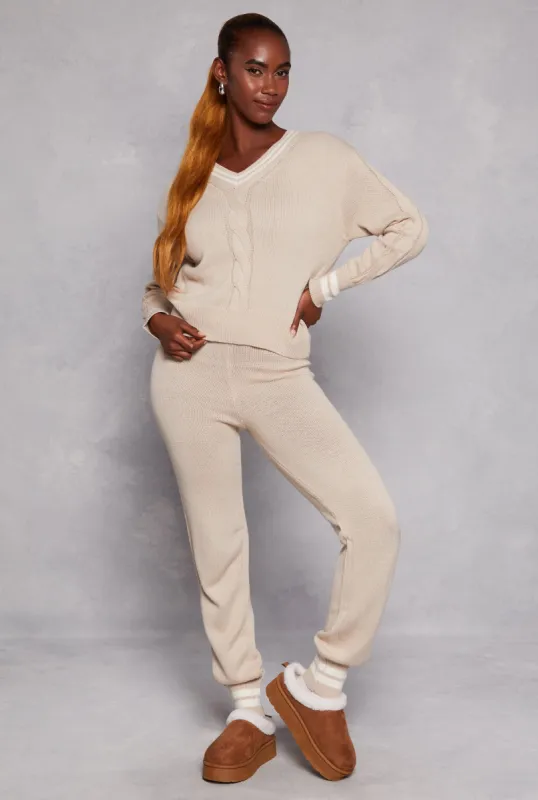 Brushed Knit Varsity Stripe Joggers sold by Rainbow